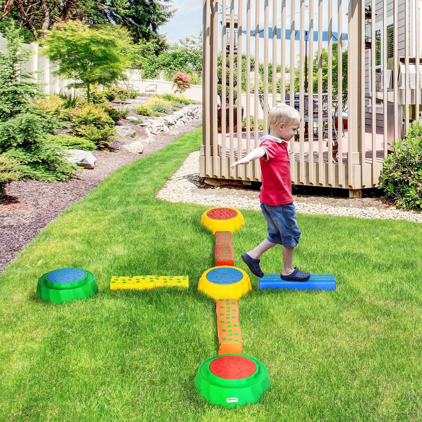 Stepping Stones: 8pc Toddler Balance Beam Set, Non-slip Surface, Stackable Stepping Stones for Kids Sensory Play Equipment Kids Crystal
