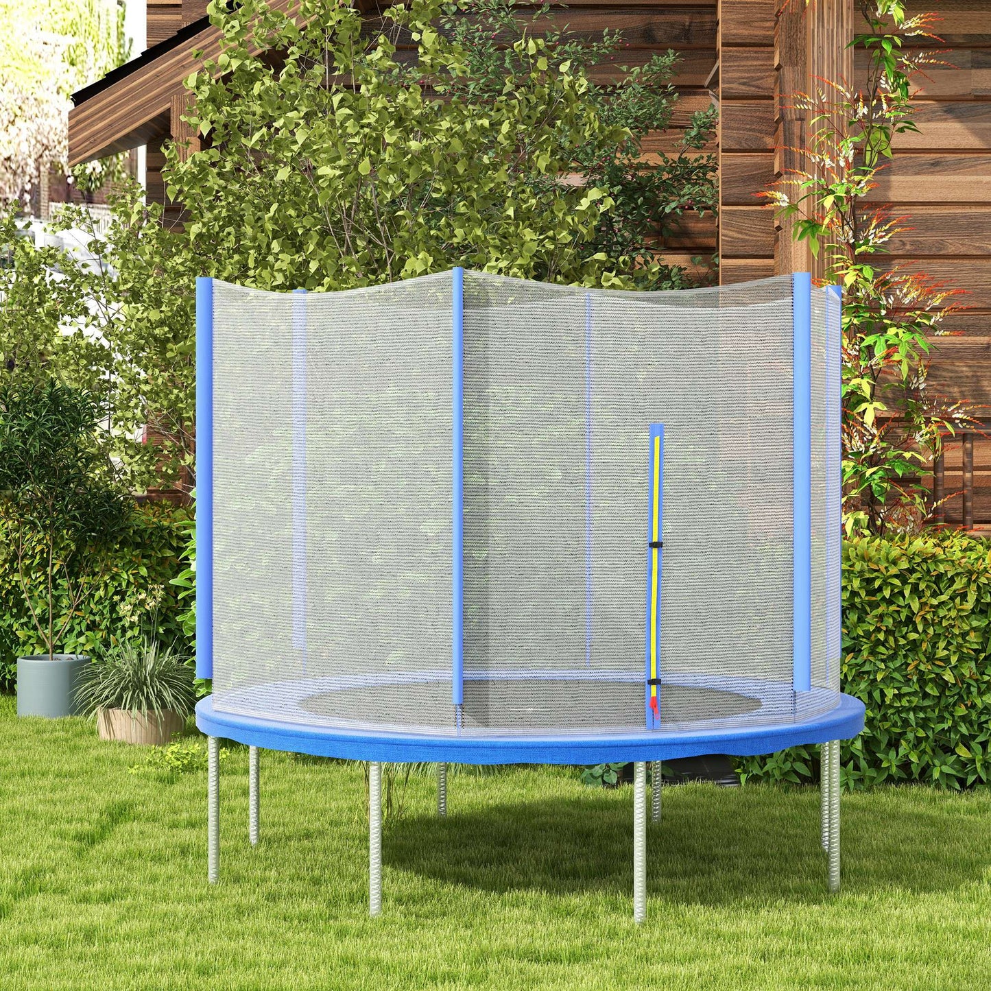 Safety Trampoline Net Enclosure 8ft Round Zippered Entrance Replacement Netting Black Kids Crystal