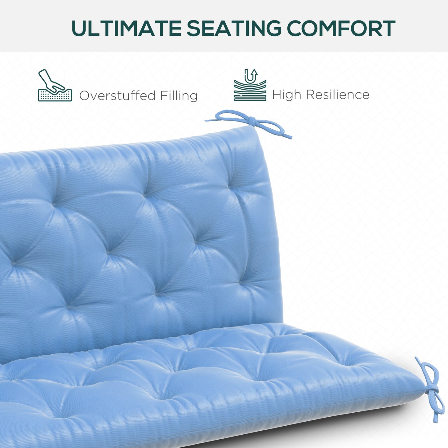 3-Seater Outdoor Bench Swing Chair Replacement Cushions for Patio Garden, Blue Kids Crystal