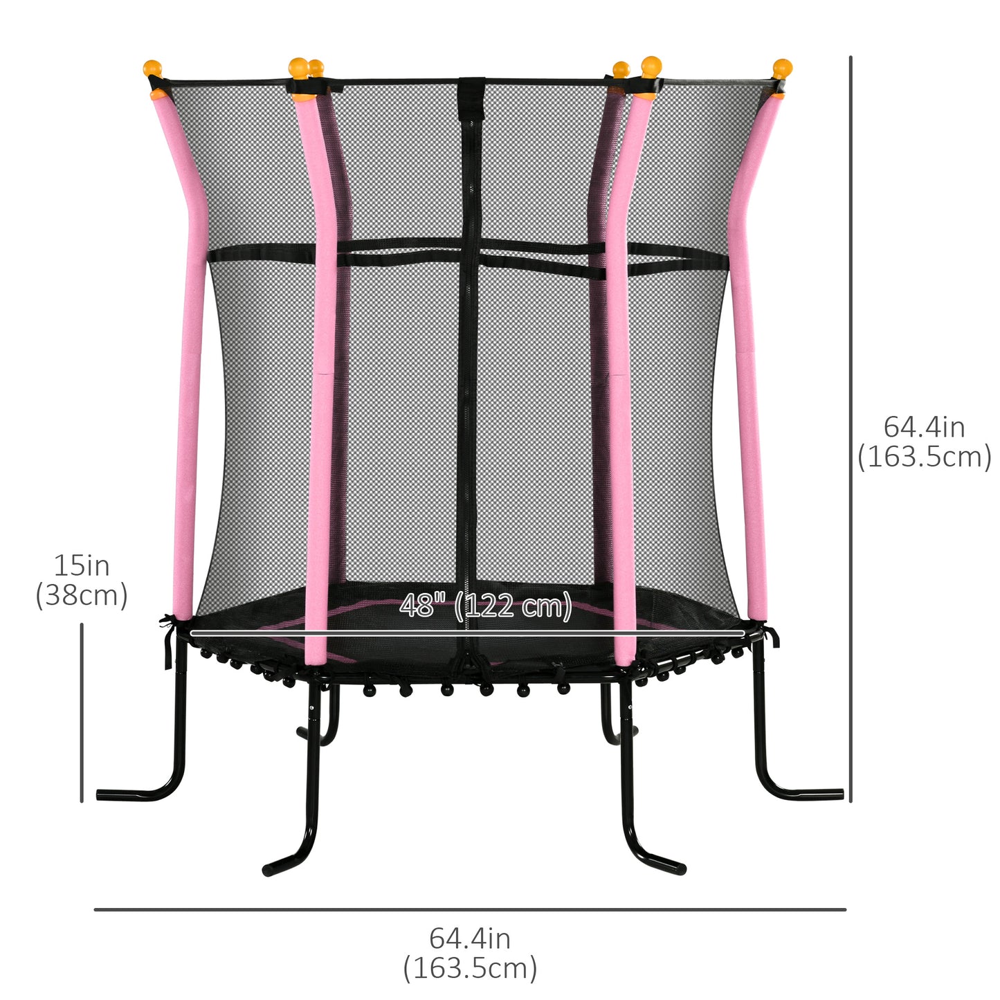 63" Kids Trampoline Mini Indoor/Outdoor Bouncer Jumper Enclosure Net Elastic Padded Pole Gift Pink 3-10 Years Kids Crystal