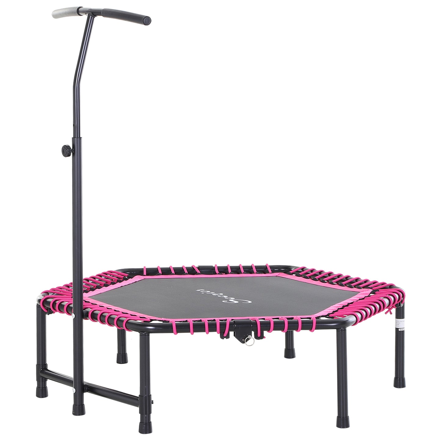 Hexagon Mini Trampoline 48" Adult Fitness Rebounder with Adjustable Handle Pink Cardio Trainer Outdoor Bouncer Kids Crystal