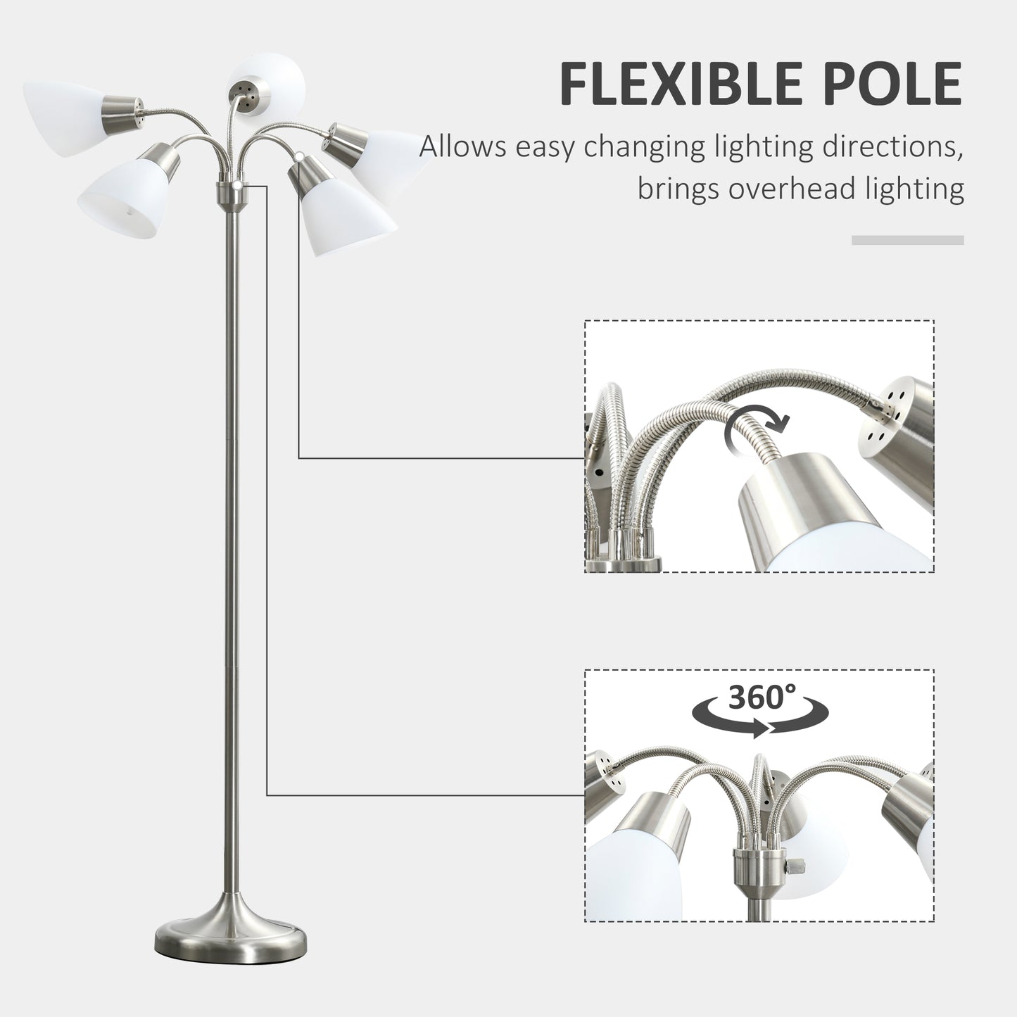 Arc Tree Floor Lamp 5 Adjustable Rotating Lights Modern Gooseneck Reading Bronze Kids Crystal