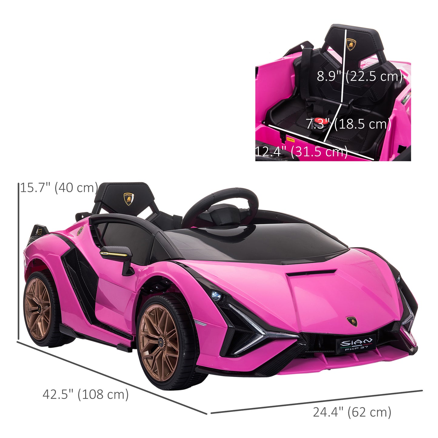 Compatible 12V Battery-powered Kids Electric Ride On Car Toy with Parental Remote Control Music Lights MP3 Pink Kids Crystal