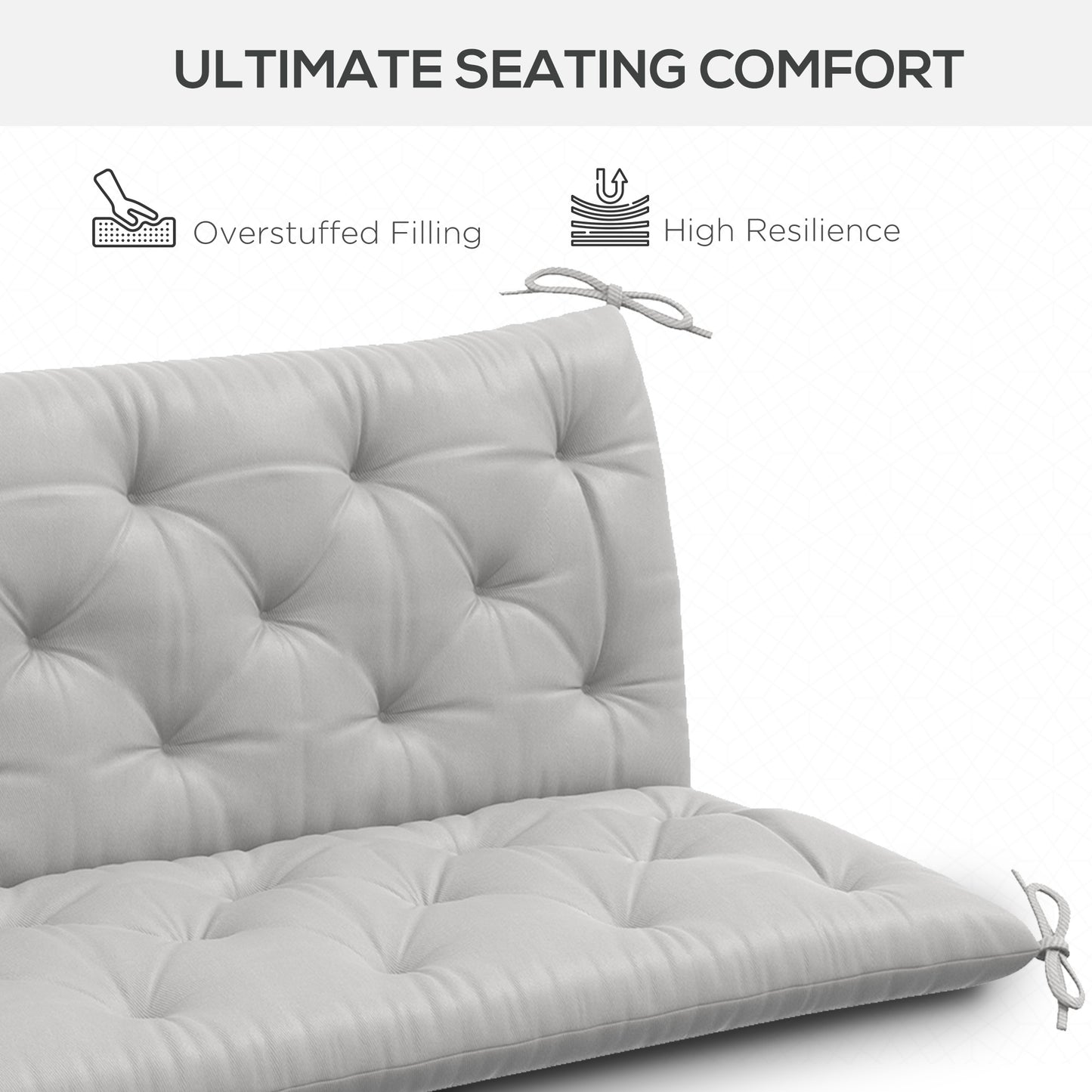 3-Seater Outdoor Bench Swing Chair Replacement Cushions for Patio Garden, Light Grey Kids Crystal