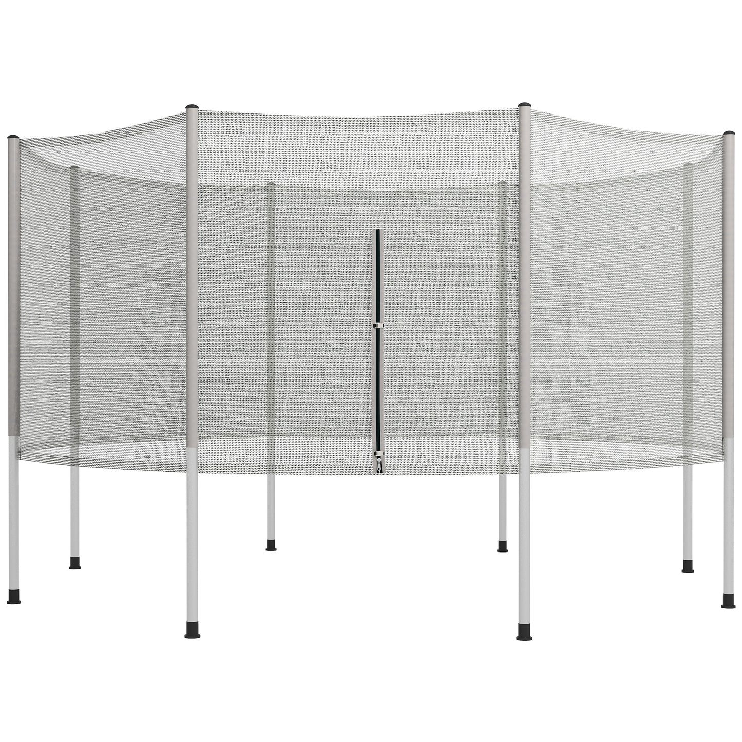 12FT Trampoline Safety Net Enclosure with 8 Poles Replacement Protective Mesh Grey Kids Crystal