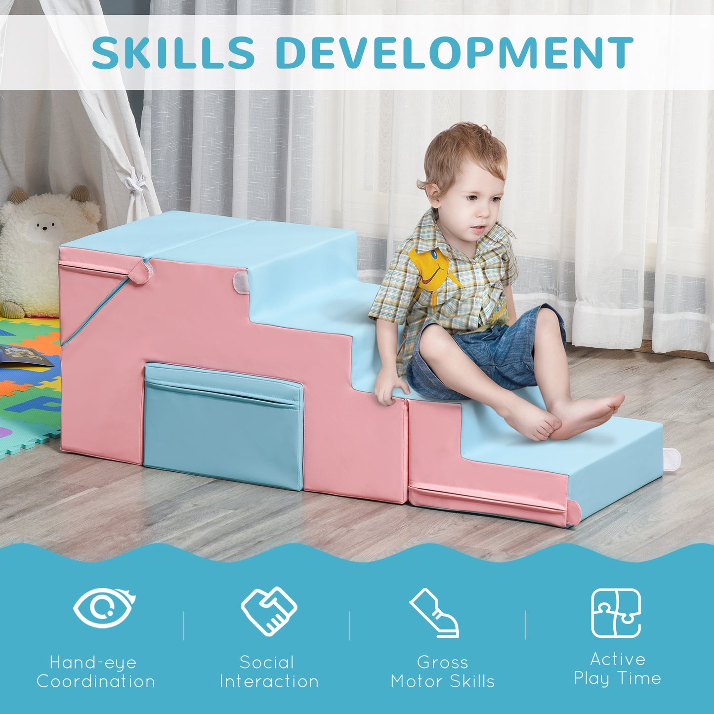 2-Piece Foam Climb & Crawl Set: Toddler Nuggets for Climbing, Crawling Play Zone Kids Crystal