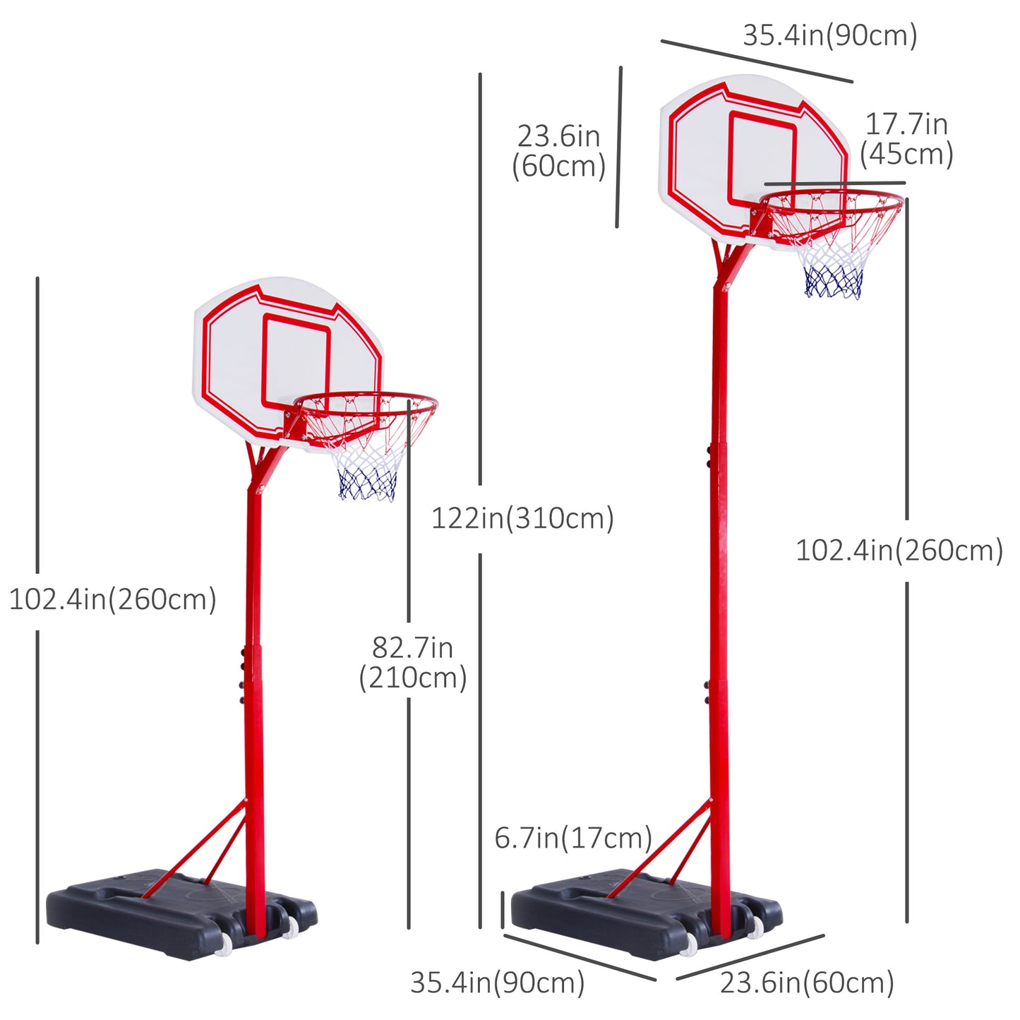 Elevate Your Game: Portable Basketball Hoop System, 6.9'-8.5' Adjustable Height for All Ages Kids Crystal