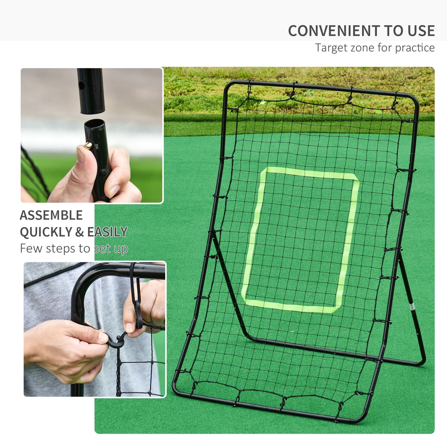 Multi-use Sports Rebounder Net Pitchback Sreen Target Throwing Pitching Fielding Catching Practice Trainer Adjustable Angle Kids Crystal