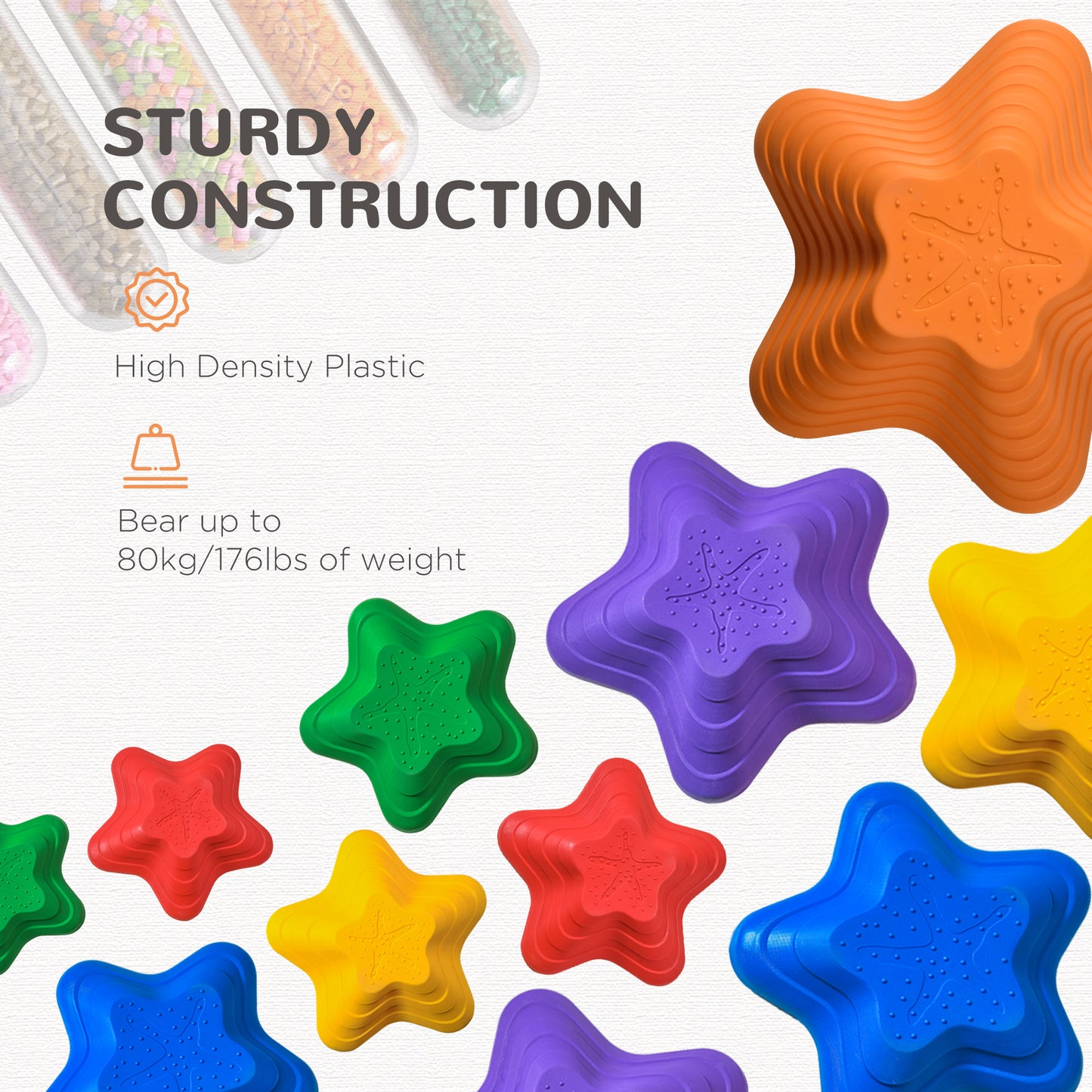 Kids Balance Stepping Stones 11PCS Anti-skid Starfish Design Stackable Play Blocks Kids Crystal
