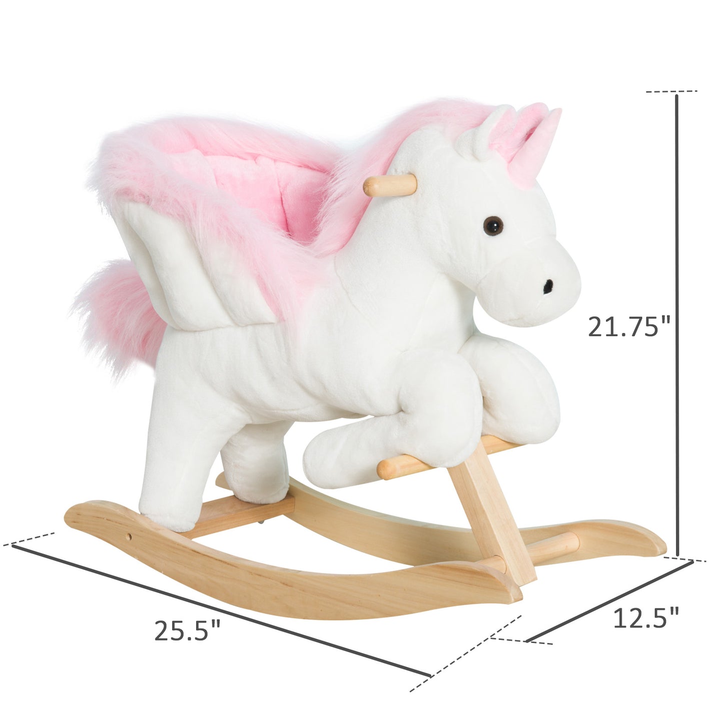 Kids's Pink Plush Rocking Horse Pony Sing-Along Musical Song Ride-On Toy Playtime Rocker Toddlers Kids Crystal