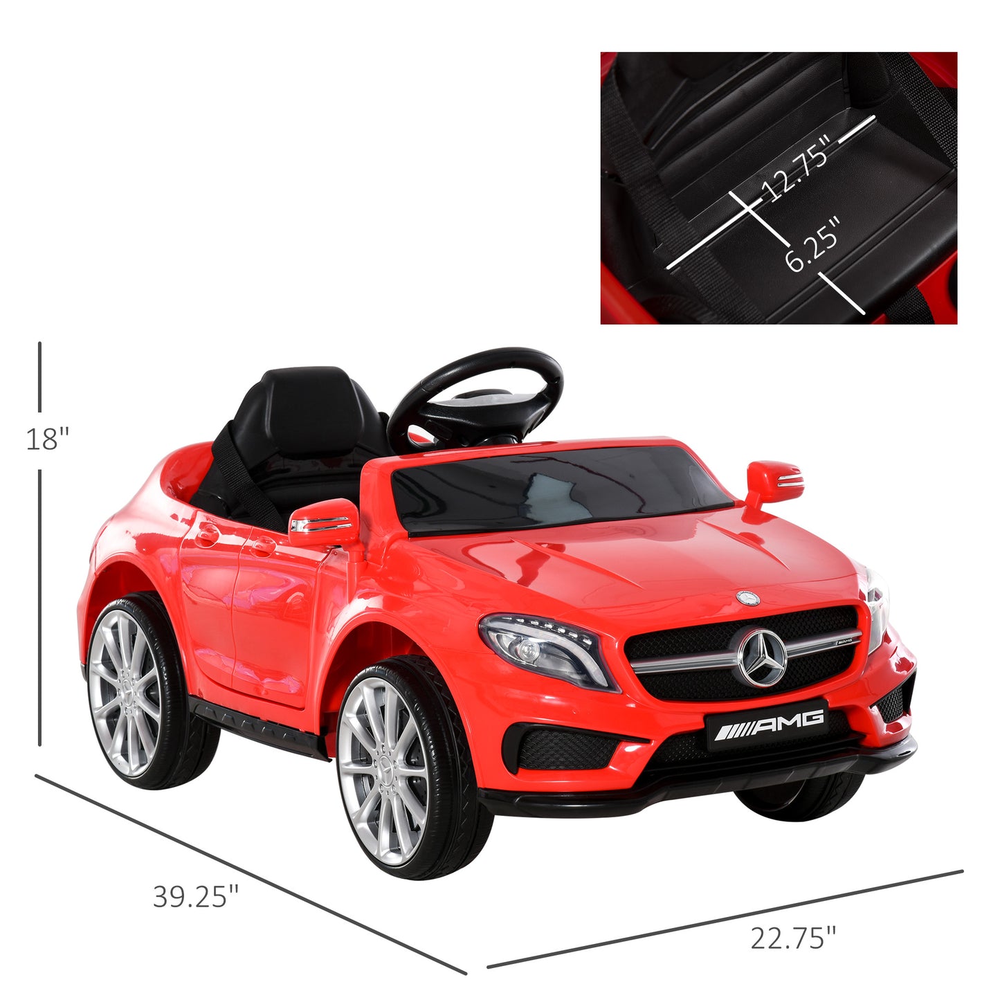 6V Kids Licensed Ride On Car Toy Battery Powered High/Low Speed with Headlight Music and Remote Control Red Kids Crystal