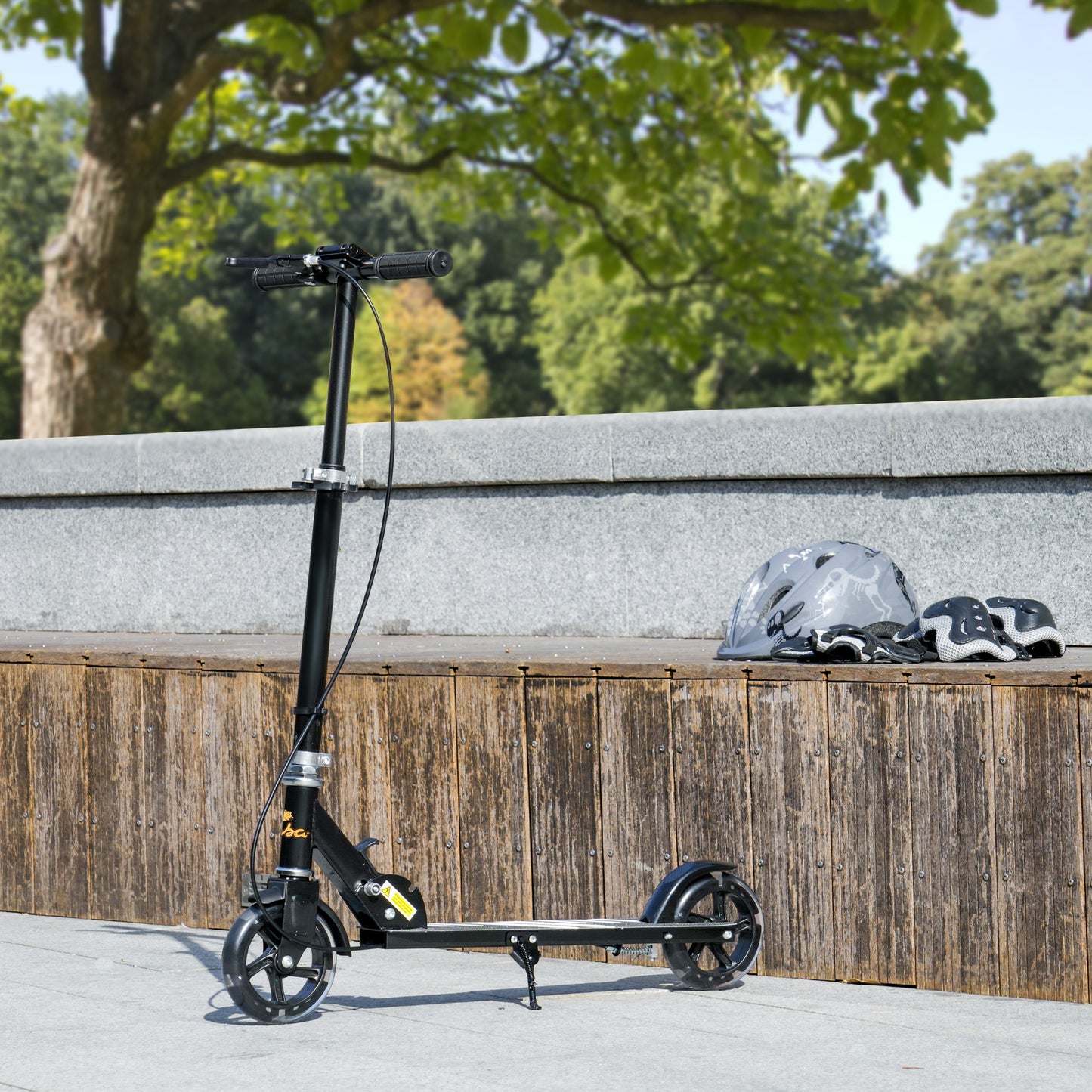 Scooter for Kids Ages 3-8 with Light Up Wheels, Adjustable Handlebar, Rear Brake & Handbrake for Girls and Boys, Black Kids Crystal