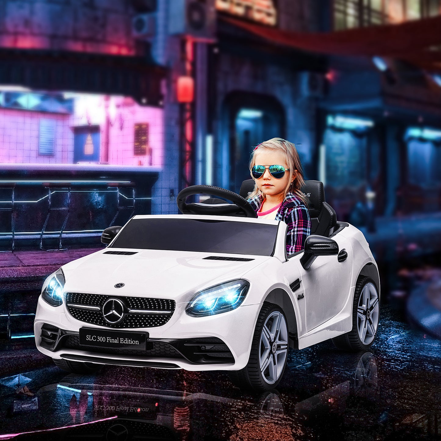 Kids Ride-On Car: 12V Electric, White, Remote Control, Music, Lights, 3-6 Years Kids Crystal