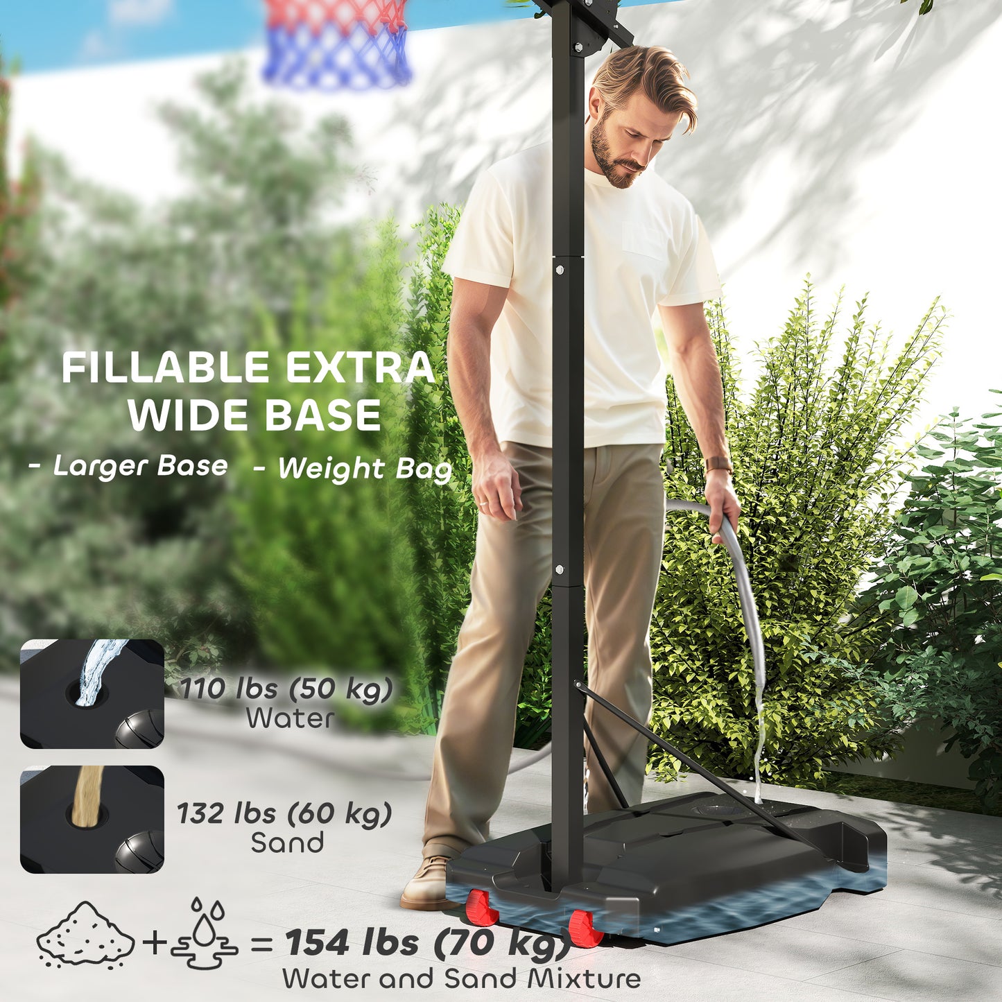 Kids Basketball Hoop, 6.6-8.5ft Adjustable Height Basketball Net with Weight Bag, for Indoor Outdoor, for 6+ Years Kids Crystal