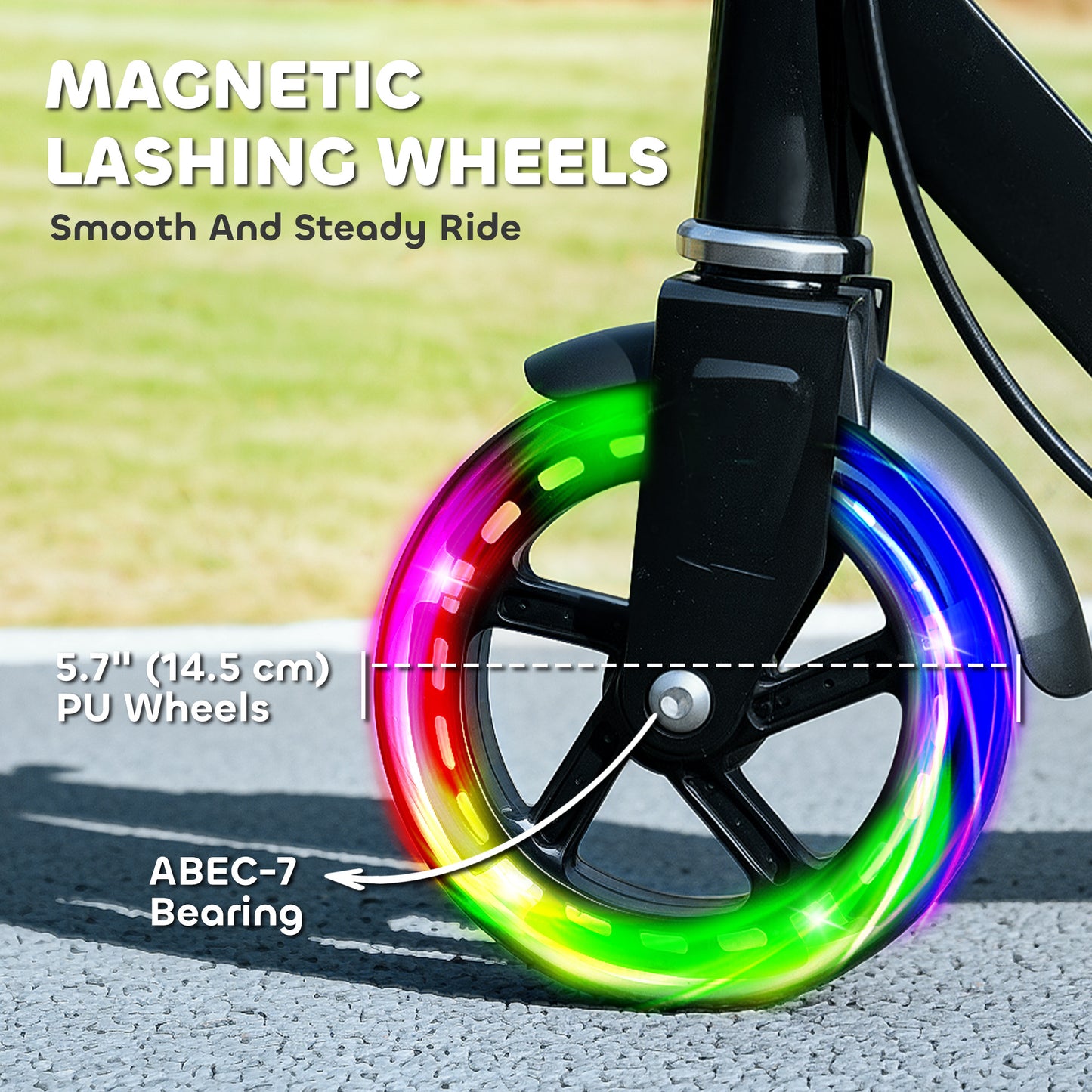 Scooter for Kids Ages 3-8 with Light Up Wheels, Adjustable Handlebar, Rear Brake & Handbrake for Girls and Boys, Black Kids Crystal