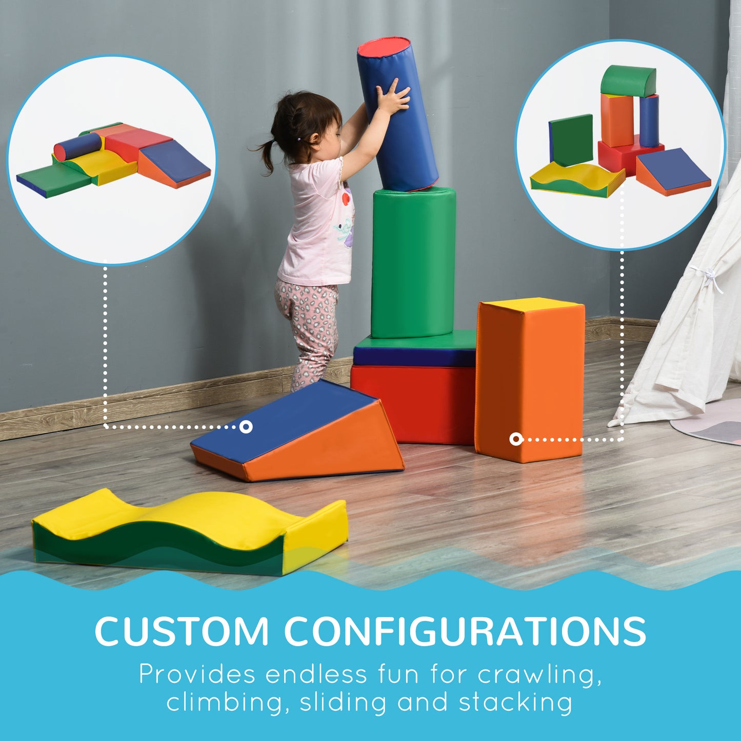 Soft Play Paradise: 7-Piece Freely-Assembled Climb & Crawl Equipment for 1-3 Years, Multicolored