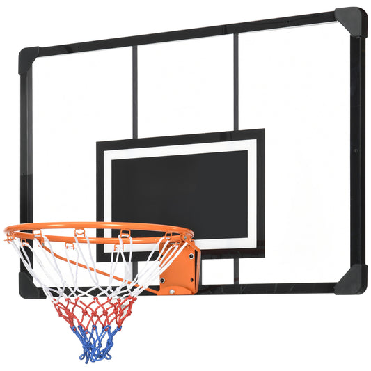 Wall Mounted Mini Basketball Hoop with 45" x 29" Backboard, Rim and All-Weather Net for Indoor and Outdoor Use Kids Crystal