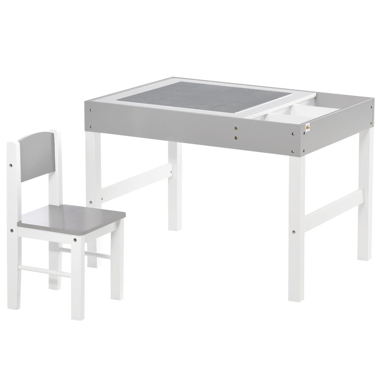Kids Table Set with Building Block Desktop: 2-Piece Toddler Set, Multiple Storage Spaces Kids Crystal
