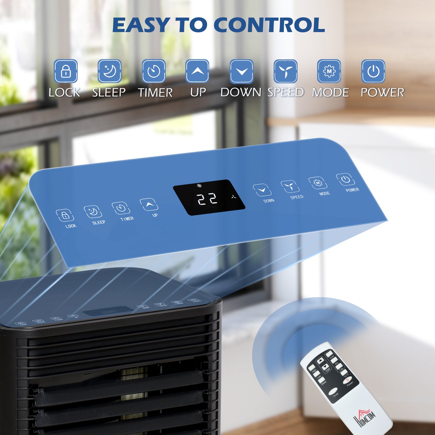10000 BTU Portable Air Conditioner with Fan & Dehumidifier Mode, Quiet AC Unit with Remote Control, 24-Hour Timer, Black