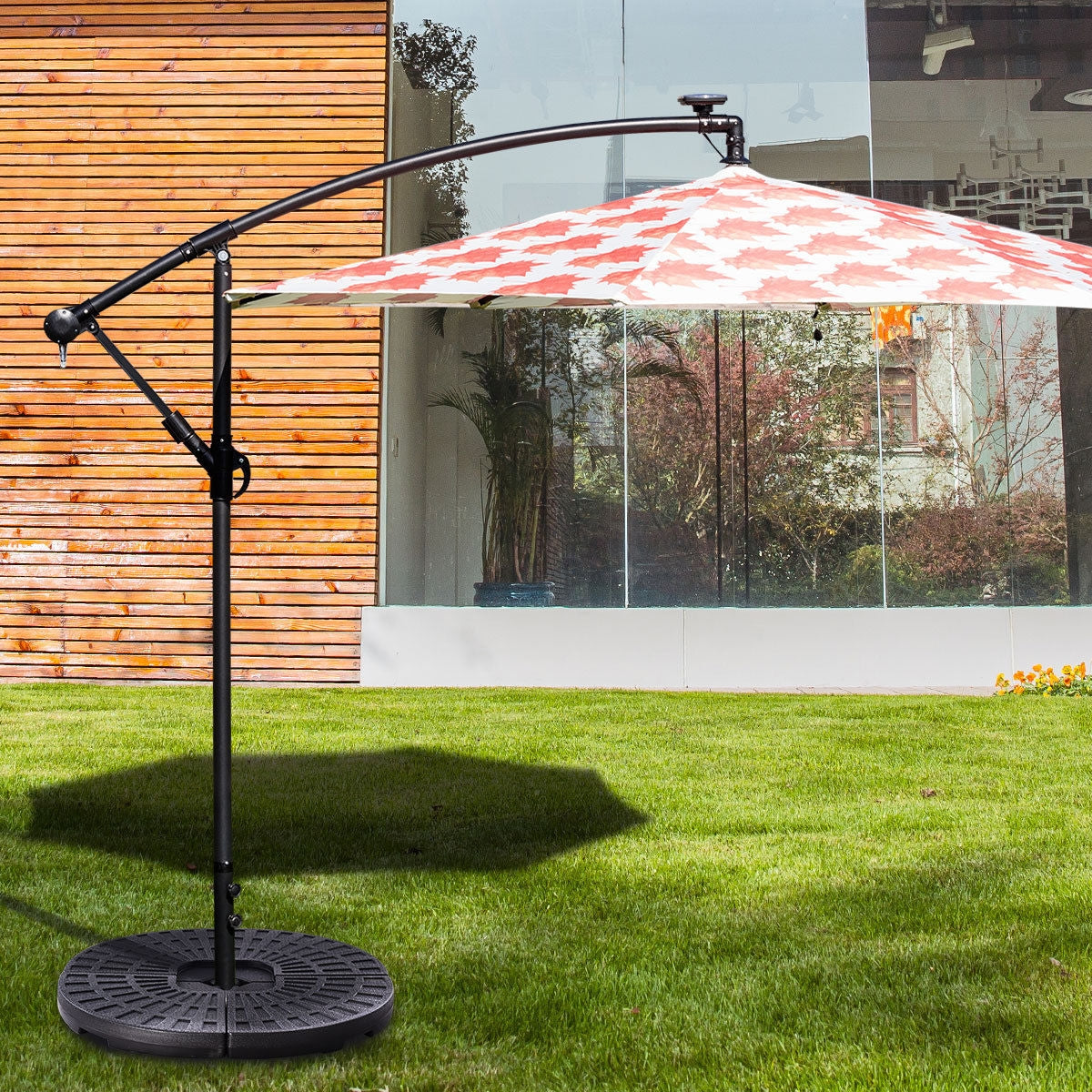 4 Pieces Round Cantilever Umbrella Base with Carry Handles for Garden Kids Crystal