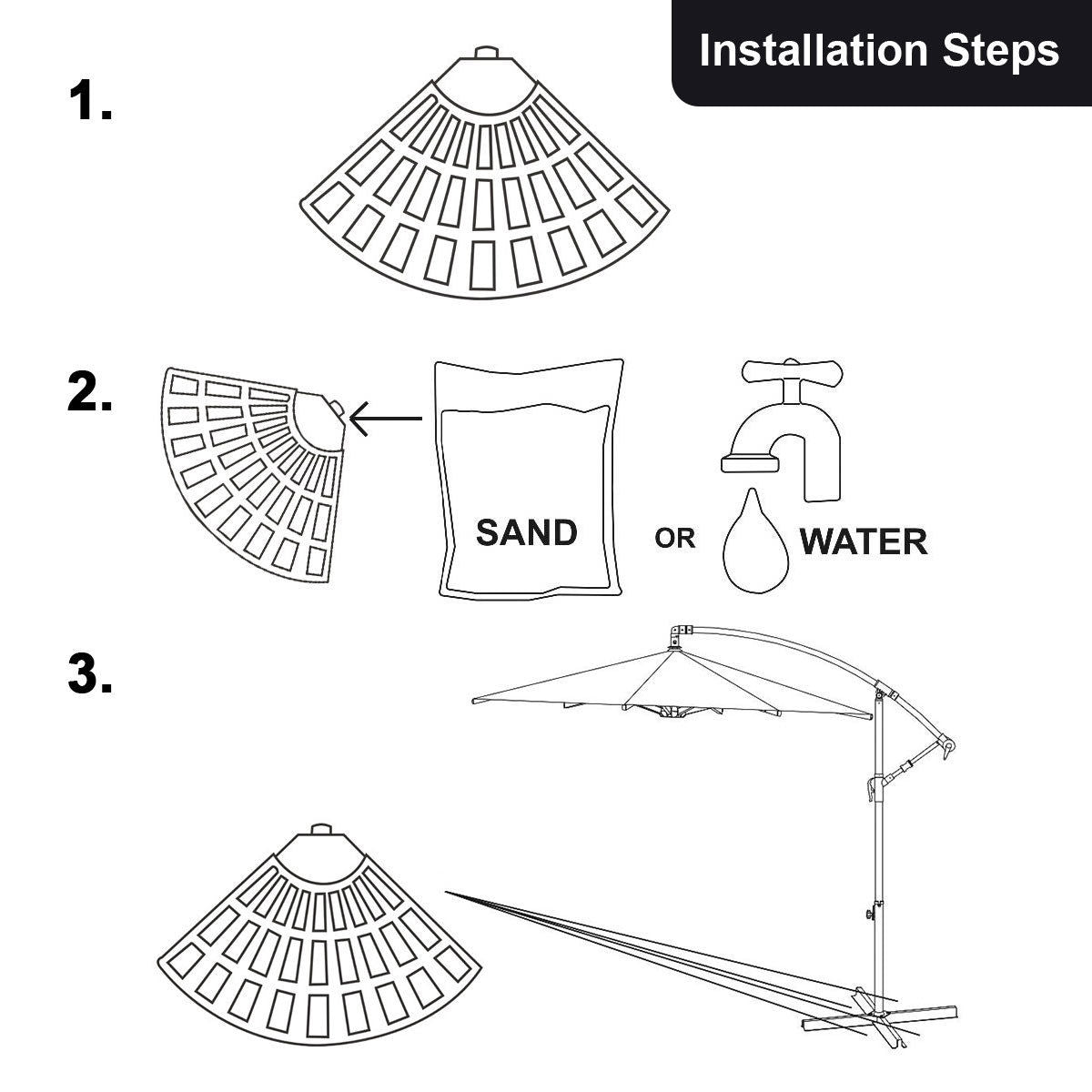 4 Pieces Round Cantilever Umbrella Base with Carry Handles for Garden Kids Crystal