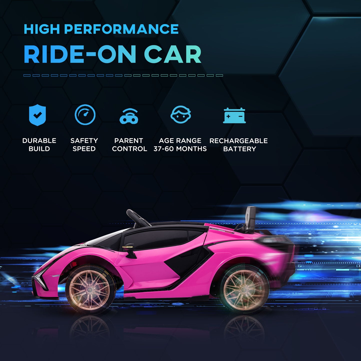 Compatible 12V Battery-powered Kids Electric Ride On Car Toy with Parental Remote Control Music Lights MP3 Pink Kids Crystal
