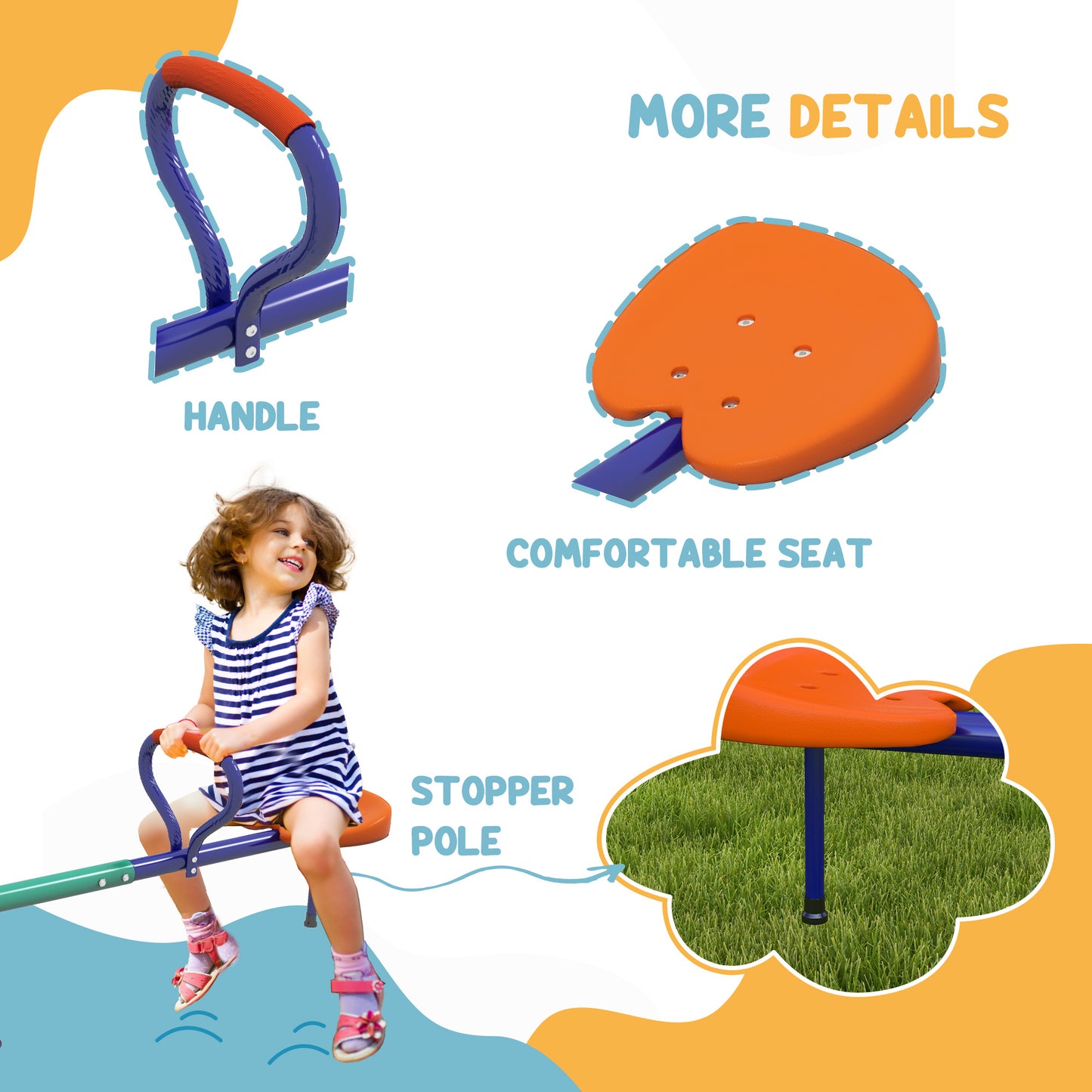 Kids Seesaw Swivel with 360 Degrees Rotating, Outdoor Playground Equipment for Backyard, Playground, Multicoloured Kids Crystal