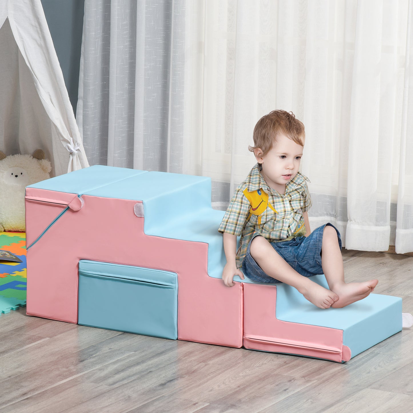 2-Piece Foam Climb & Crawl Set: Toddler Nuggets for Climbing, Crawling Play Zone Kids Crystal