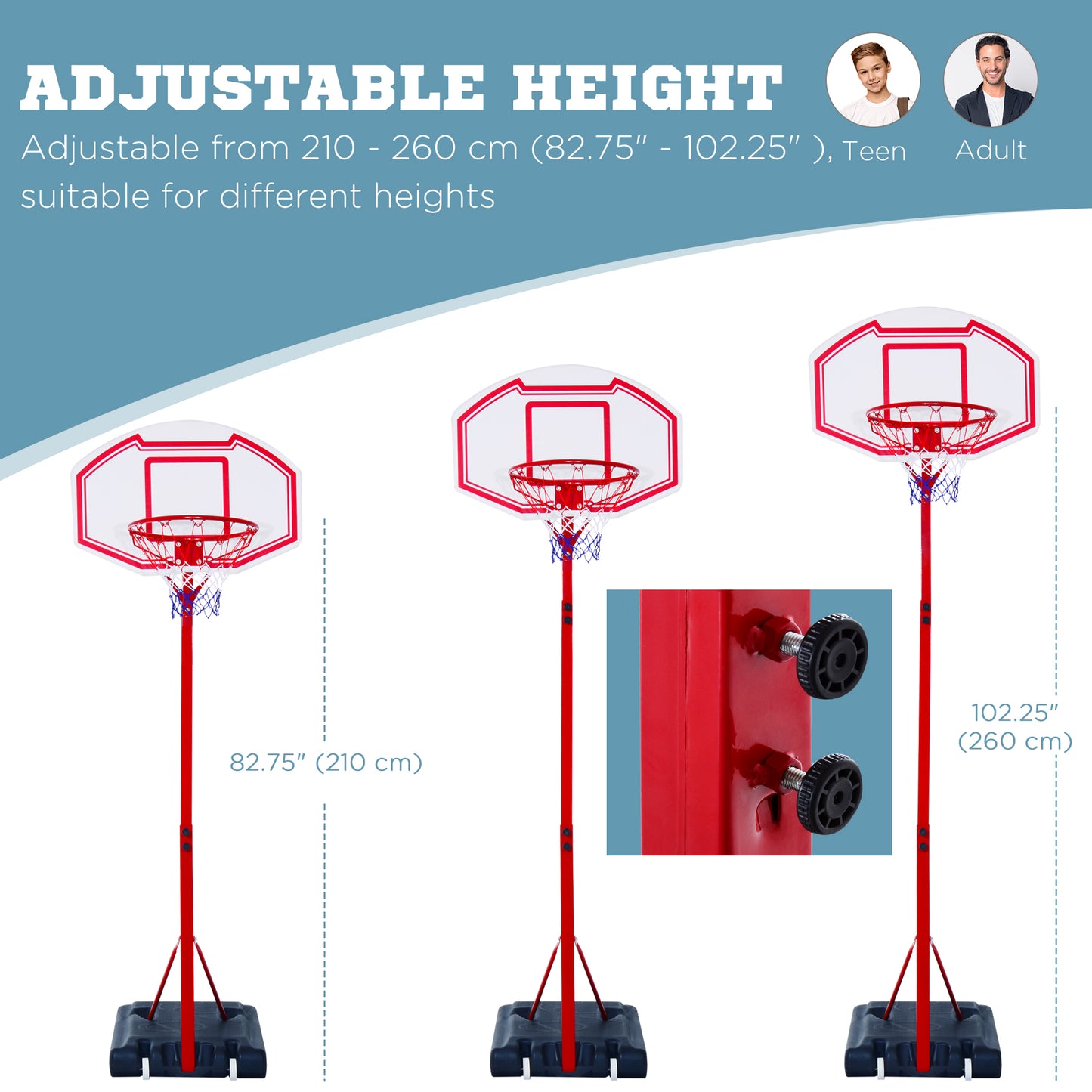 Elevate Your Game: Portable Basketball Hoop System, 6.9'-8.5' Adjustable Height for All Ages Kids Crystal