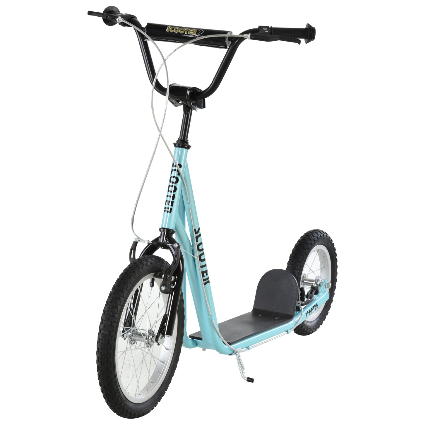 Big Wheel Scooter for Teens Youth Adjustable Handlebar with Dual Brakes Inflatable Wheels Kids Crystal