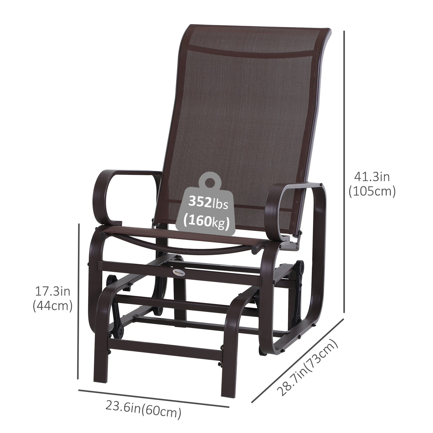 Patio Garden Glider Swing Chair Outdoor Mesh Rocking Gliding Seat Yard Porch Furniture Brown Kids Crystal