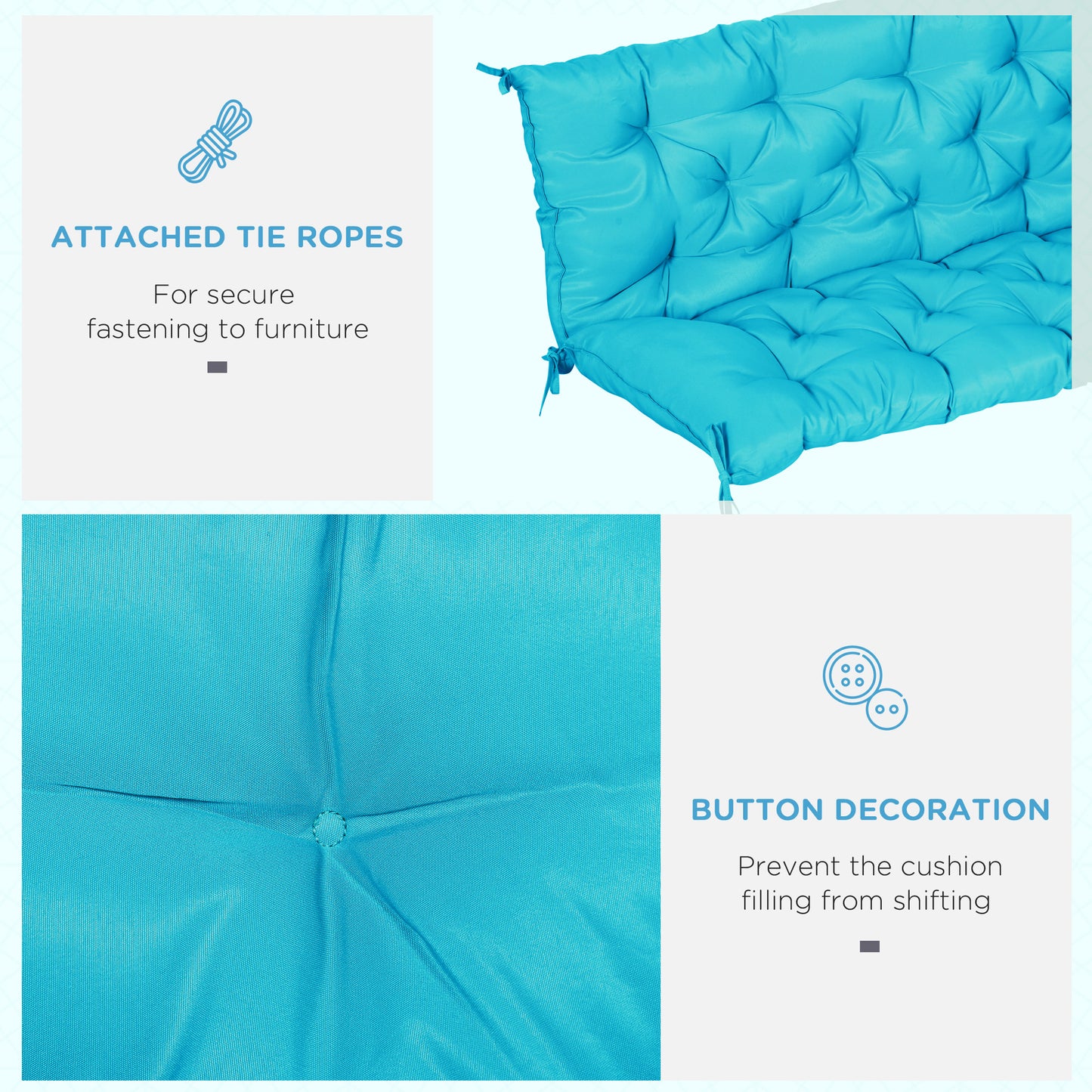 3 Seater Bench Swing Chair Replacement Cushions Outdoor Seat Pads Backrest Patio Garden Turquoise Kids Crystal