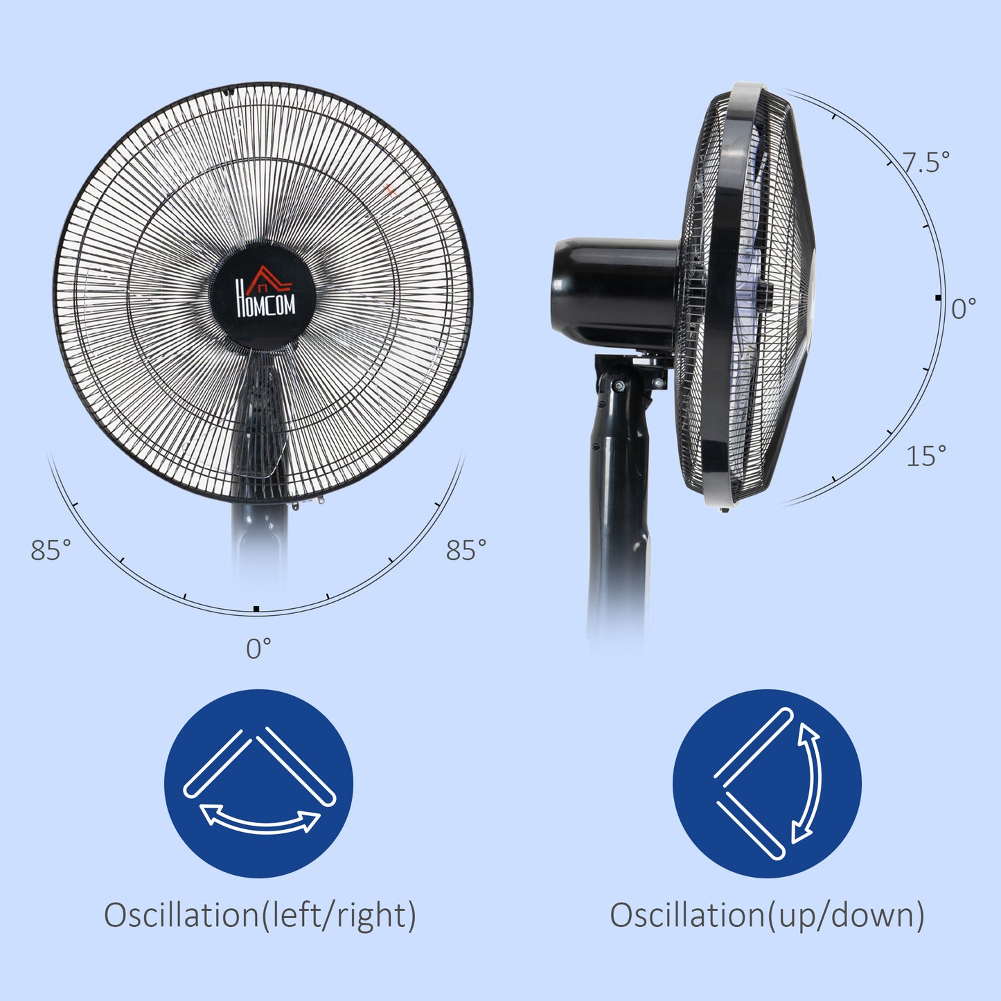 Standing Floor Fan Remote Control Stand Up Cooling Tall Pedestal Electric Bedroom Black Kids Crystal
