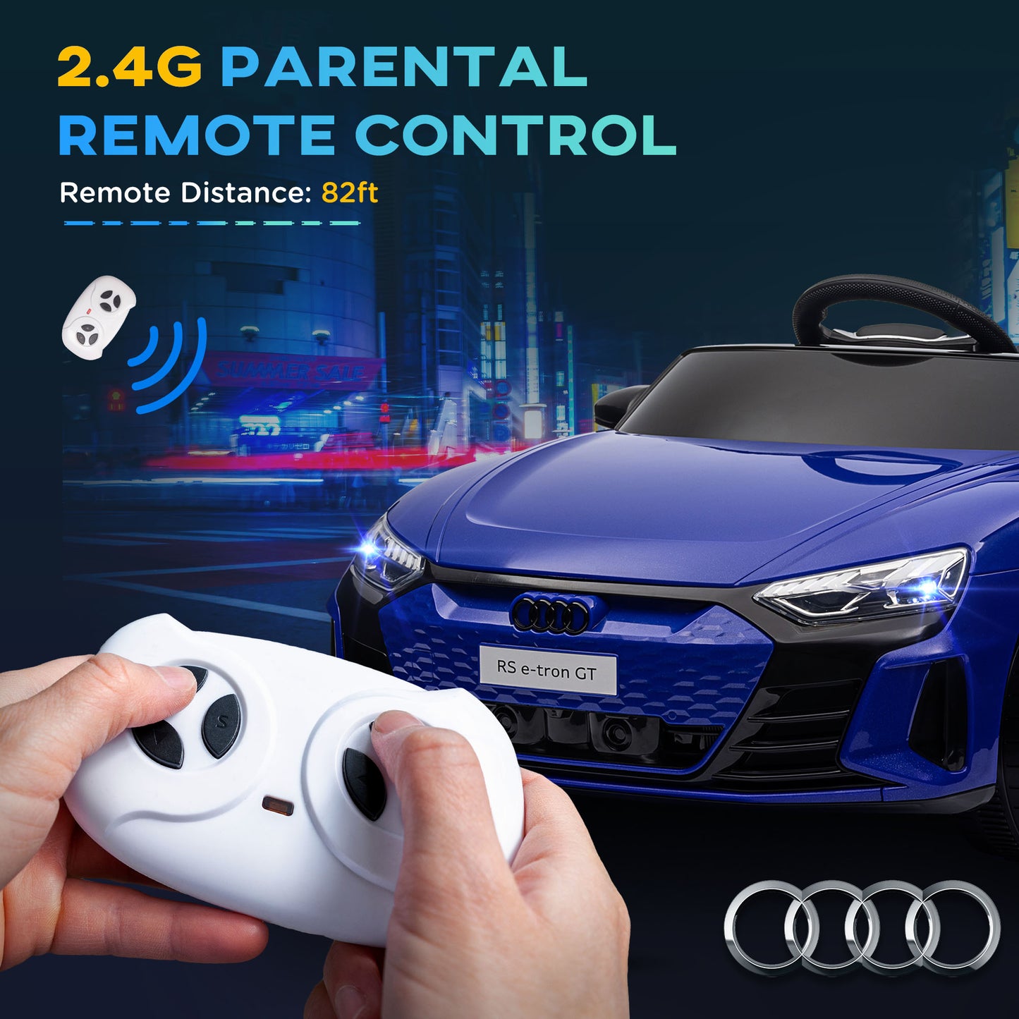 12V Audi RS e-tron GT Licensed Kids Ride on Car, Battery Powered Electric Car with Remote Control, Navy Blue Kids Crystal