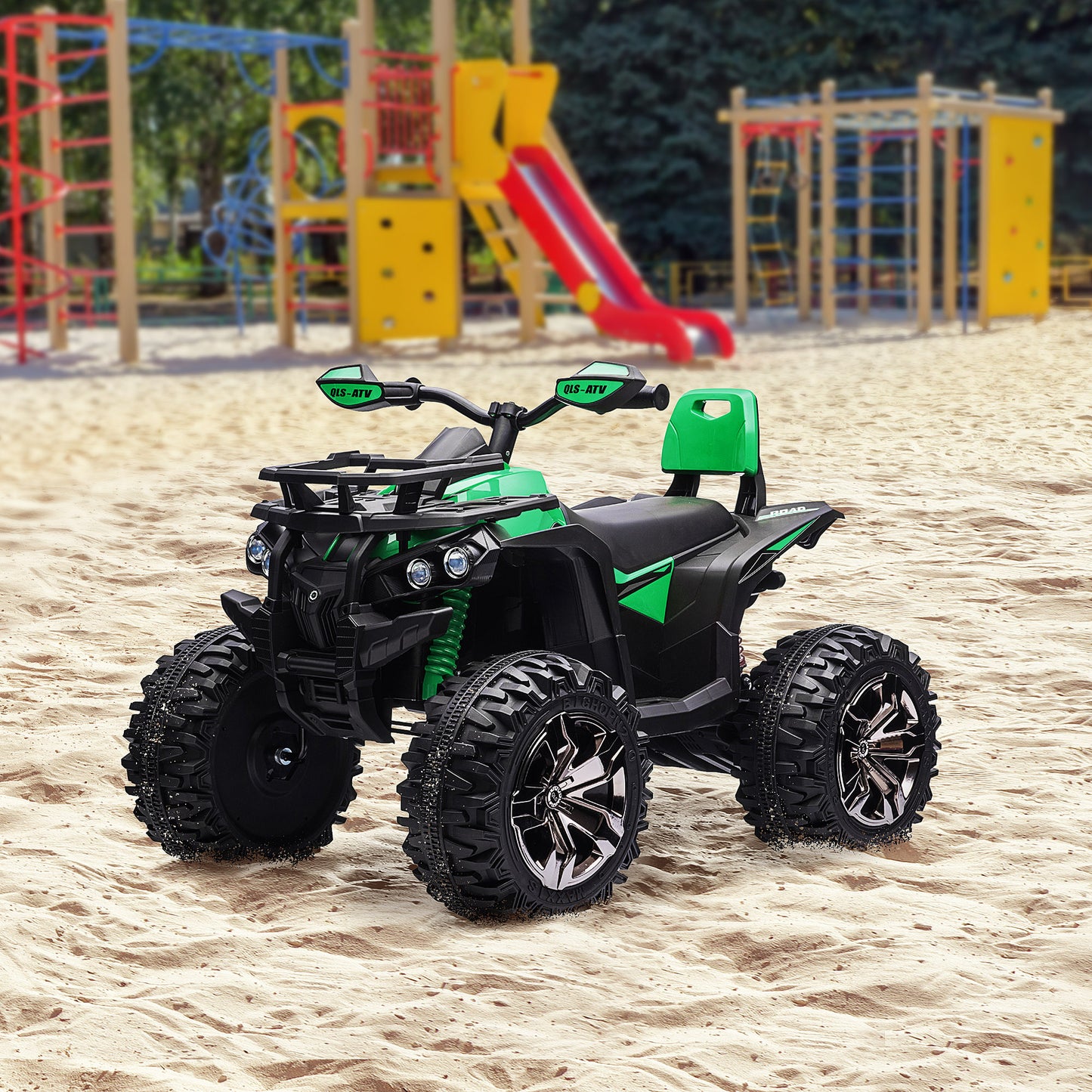 12V Kids 4-Wheeler ATV: MP3, Headlights, Battery Powered, Green Kids Crystal