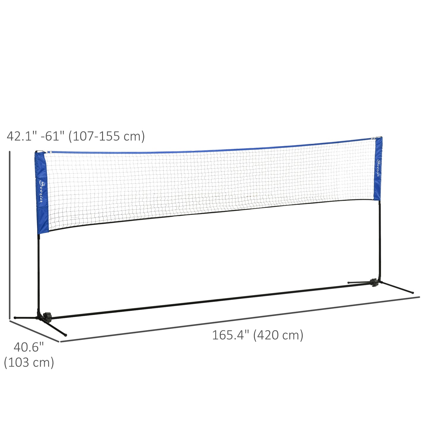 14ft Badminton Net, Height Adjustable Outdoor Sports Net with Carry Bag, for Tennis, Pickleball and Volleyball Kids Crystal