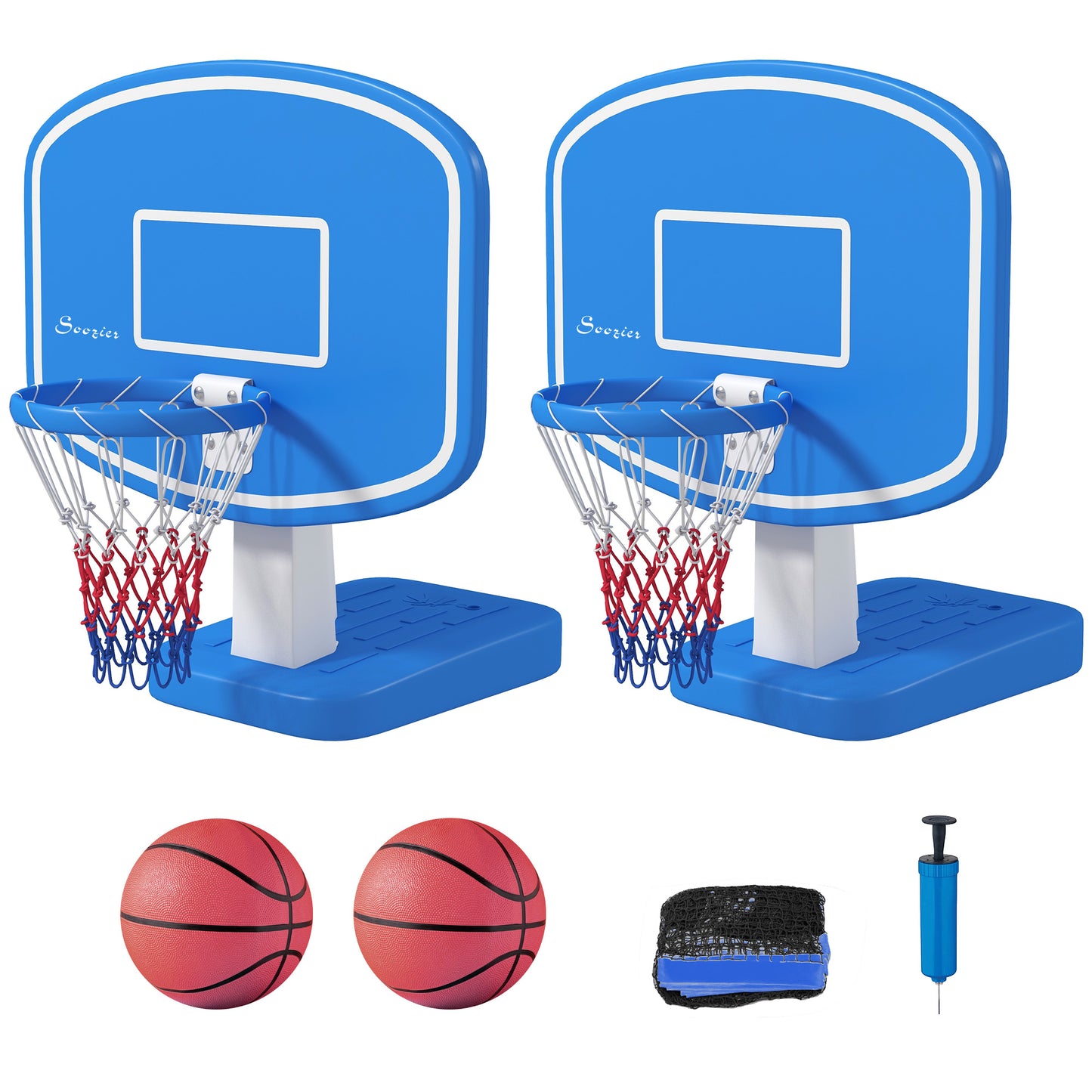 2-in-1 Pool Basketball Hoop Poolside & Volleyball Set, Portable Basketball Hoop with Fillable Base Kids Crystal
