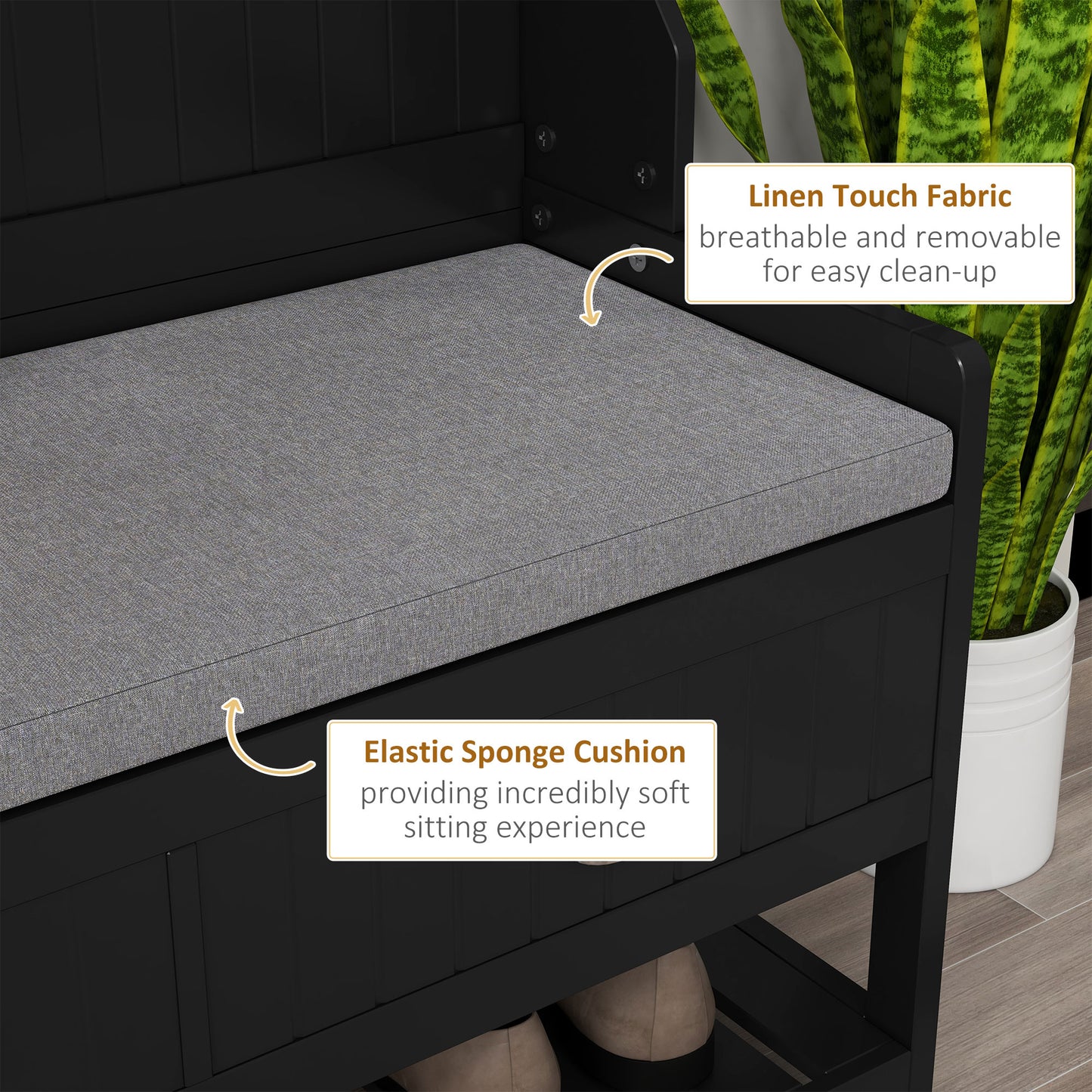 Coat Rack Shoe Bench, Hall Tree with Bench and Shoe Storage, Entryway Bench with 4 Hooks, 2 Drawers, 2 Shelves, Black
