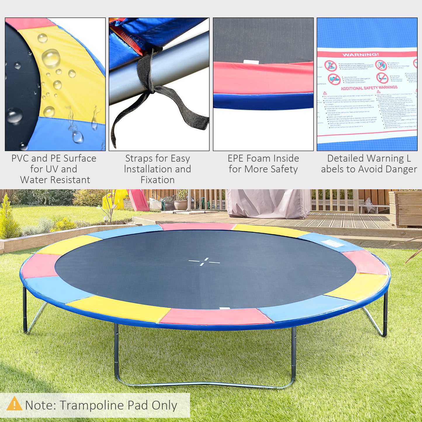Round Trampoline Pad 14 FT Outdoor Bounce Jump Safety Frame Exercise Kids Crystal