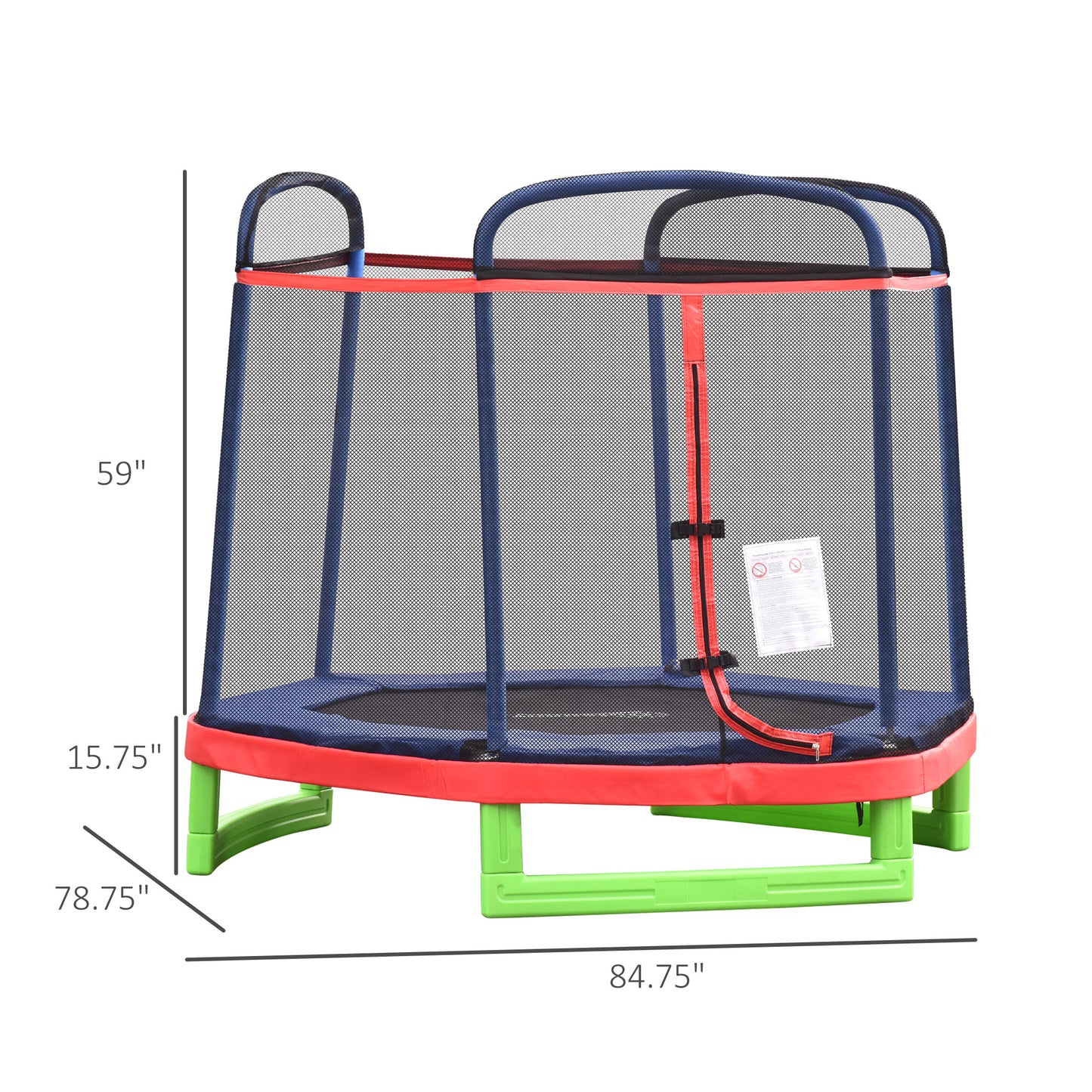 7 FT Kids Trampoline with Safety Enclosure and Padded Cover, Indoor/Outdoor Use - Red Kids Crystal