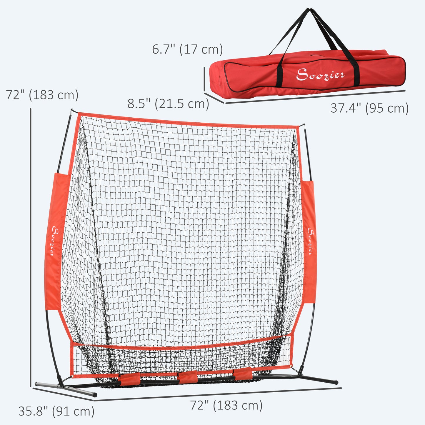 6' x 6' Baseball Net for Hitting Pitching Practice with Carry Bag, Red Kids Crystal