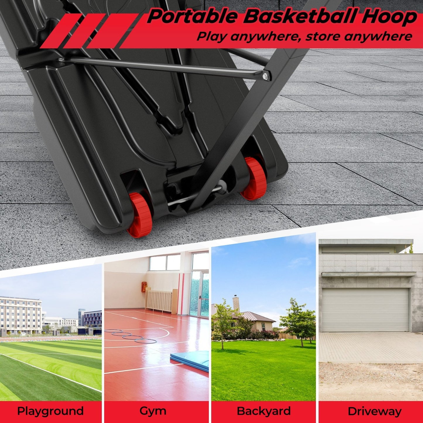 Basketball Hoop with 5-10 Feet Adjustable Height for Indoor Outdoor Kids Crystal