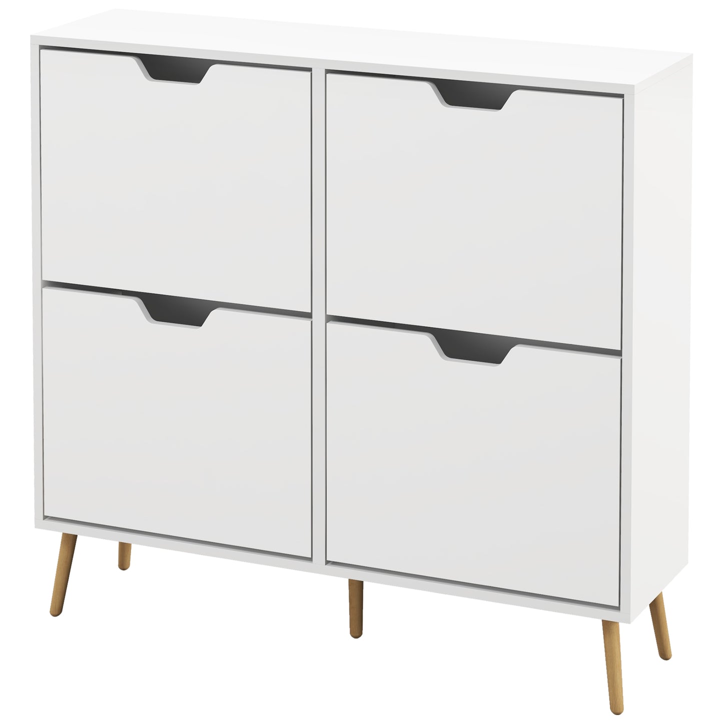 Shoe Storage Cabinet 4 Flip Drawers Adjustable Shelf Shoe Organizer 16 Pairs White Space Saving Kids Crystal