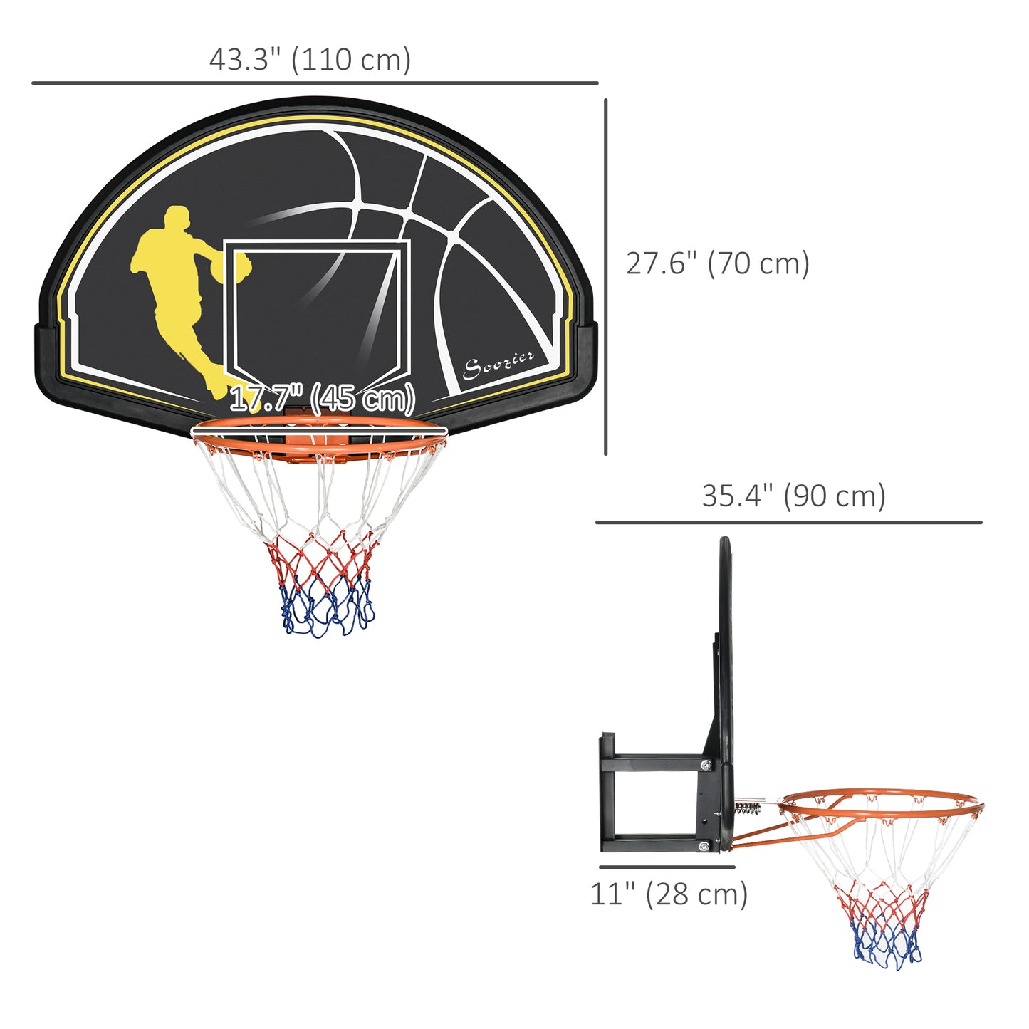 Wall Mounted Basketball Hoop, Mini Basketball Hoop and Backboard for Kids and Adults Kids Crystal