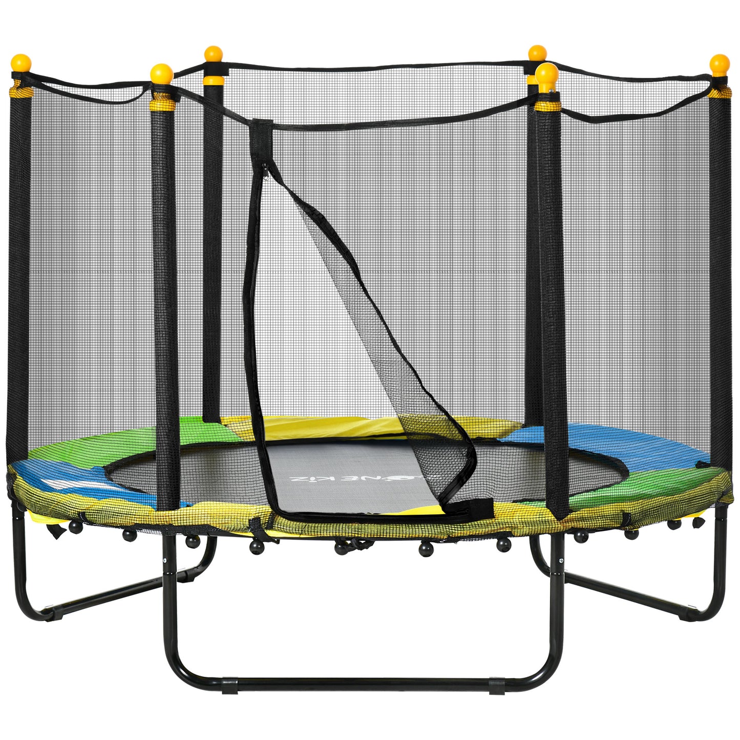 4.6FT Trampoline for Kids with Enclosure Net for Ages 3-10, Indoor Outdoor Use, Black Kids Crystal