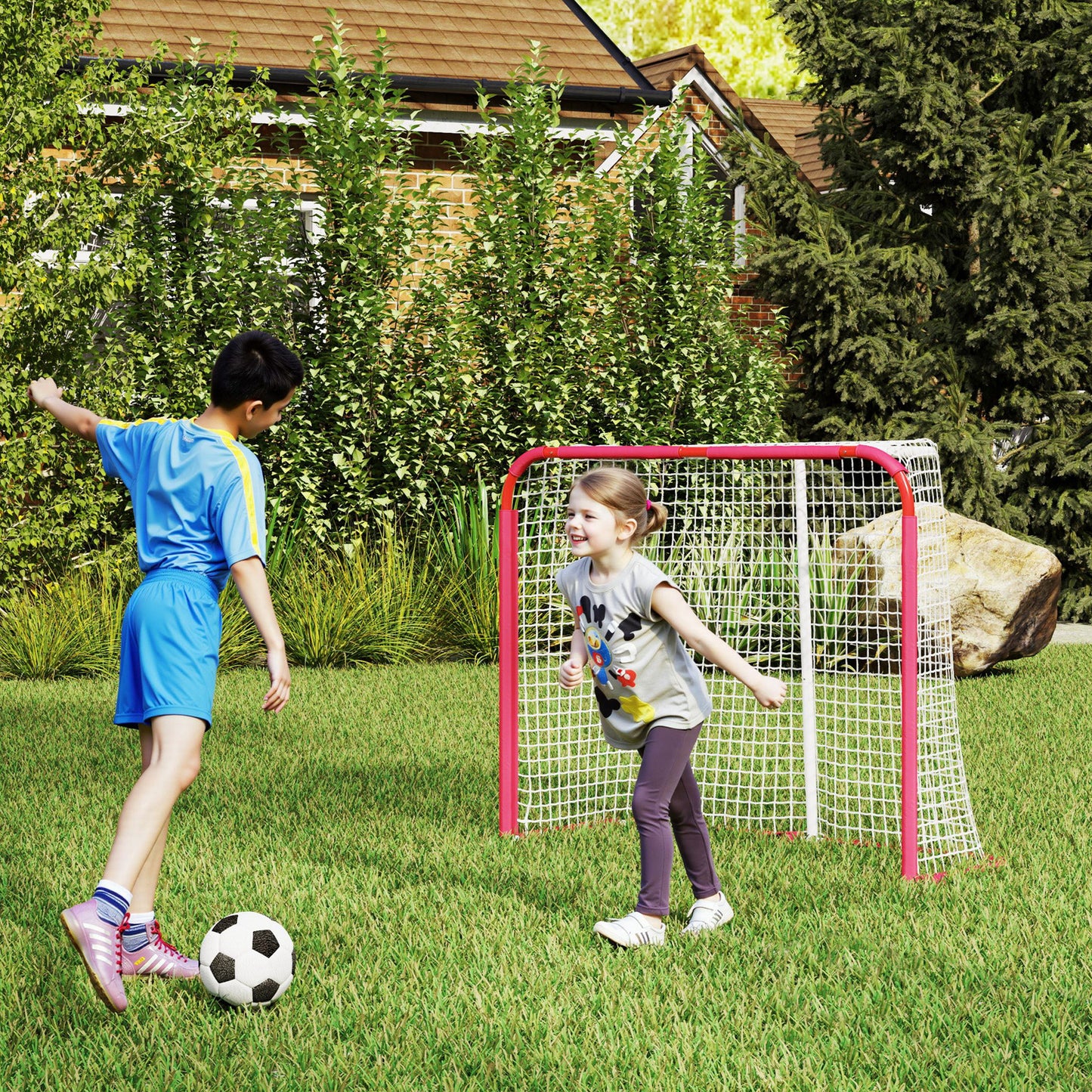Hockey Net, Easy Set Up Hockey Goal with Steel Frame, PE Mesh, Outdoor Hockey Training Equipment for Garden, Backyard Kids Crystal