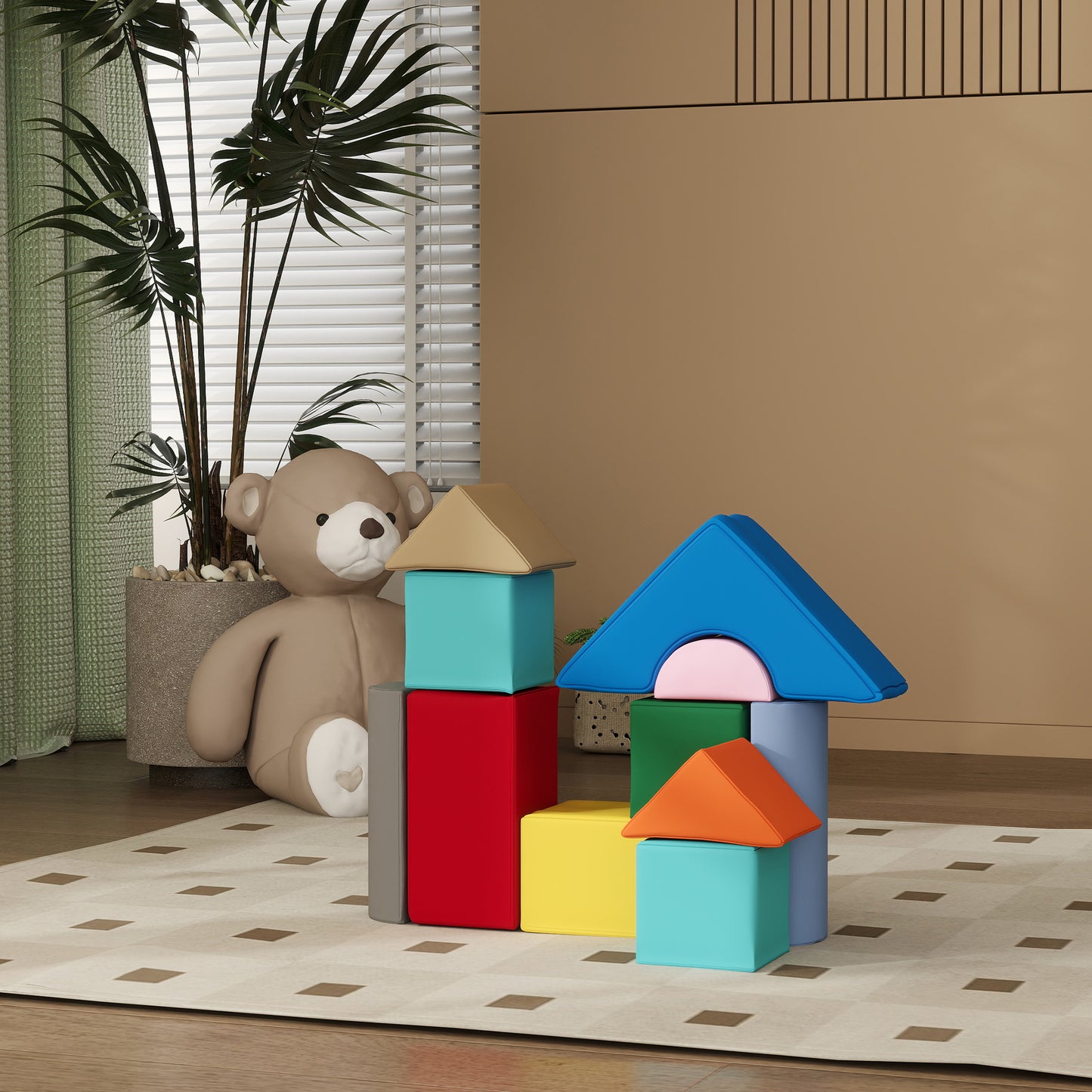 11 Piece Soft Play Equipment for Kids 6-72 Months, Dark Colour Kids Crystal