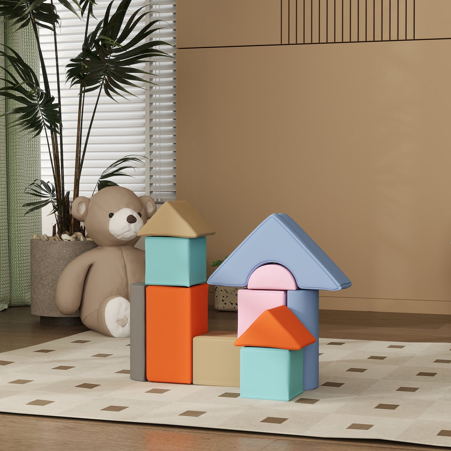 11 Piece Soft Play Equipment for Kids 6-72 Months, Light Colour Kids Crystal