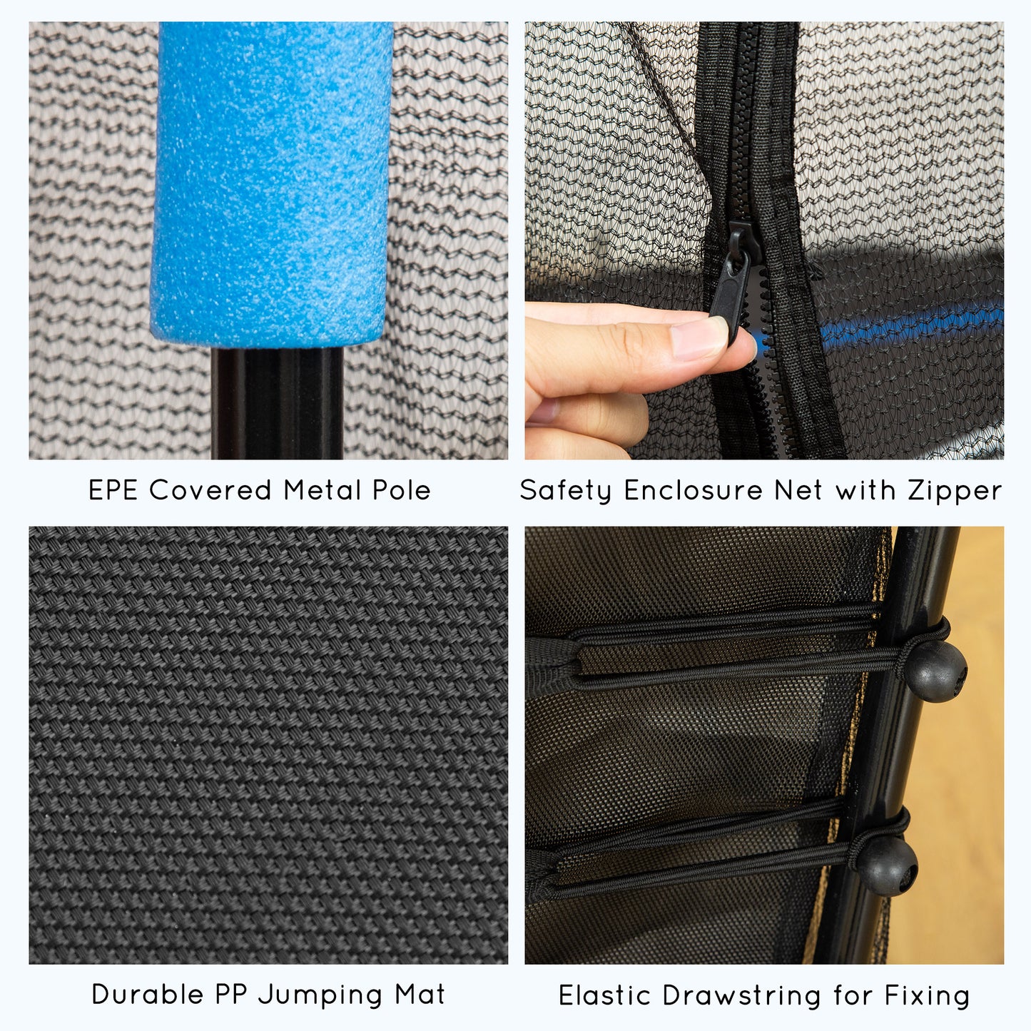 63" Kids Trampoline Mini Indoor/Outdoor Bouncer Jumper Enclosure Net Elastic Thick Padded Pole 3-10 Years Blue Kids Crystal