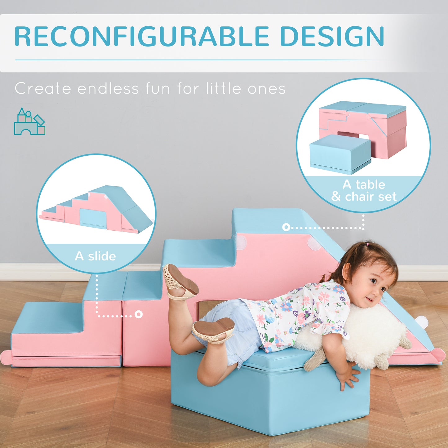 2-Piece Foam Climb & Crawl Set: Toddler Nuggets for Climbing, Crawling Play Zone Kids Crystal